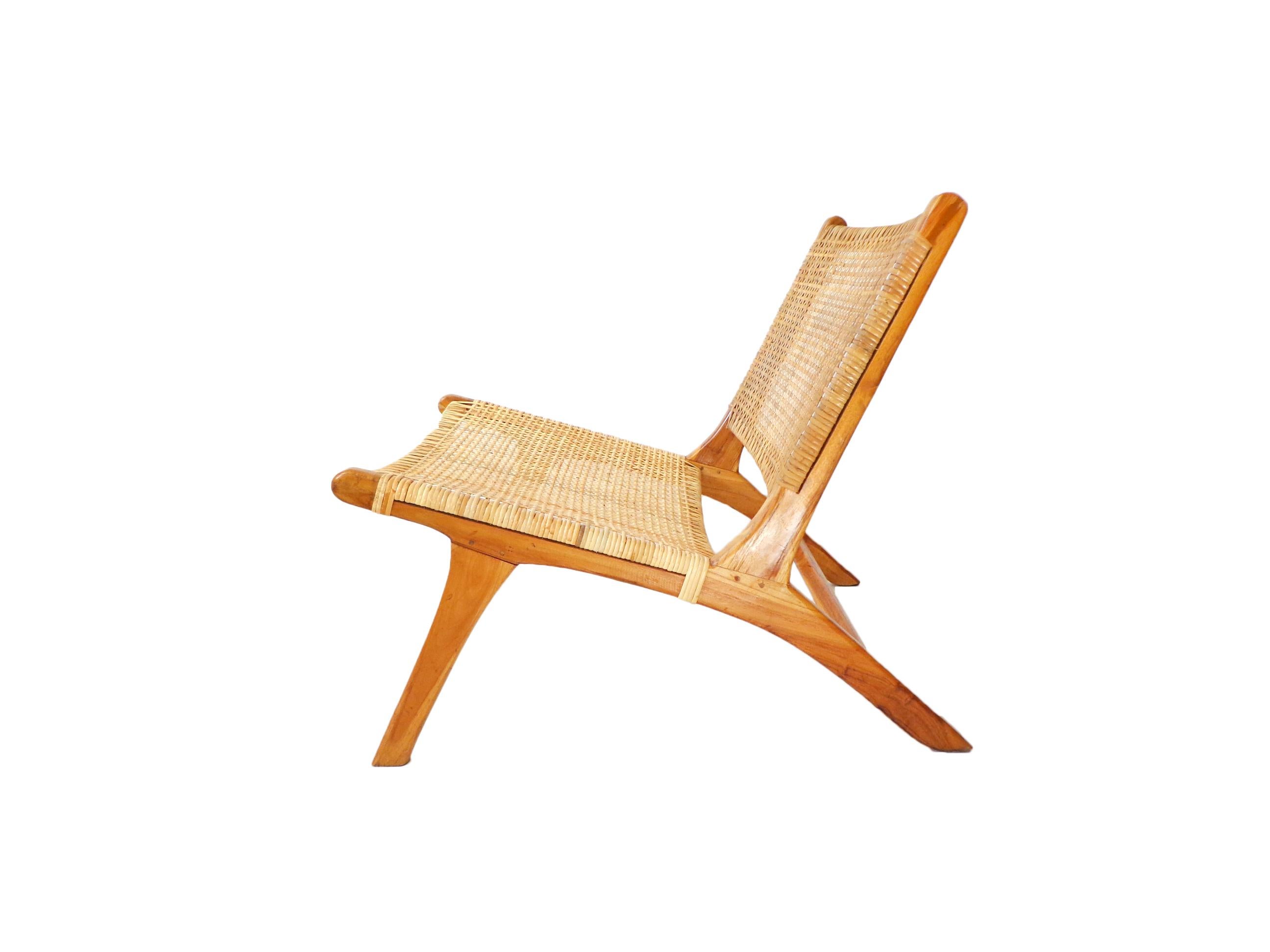 Lounge chair, cane and solid wood, natural and handmade easy chair. Very comfortable. Minimalistic design.

