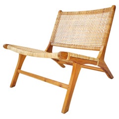 Chaise longue en  Canne et bois massif, style brésilien et mi-siècle moderne