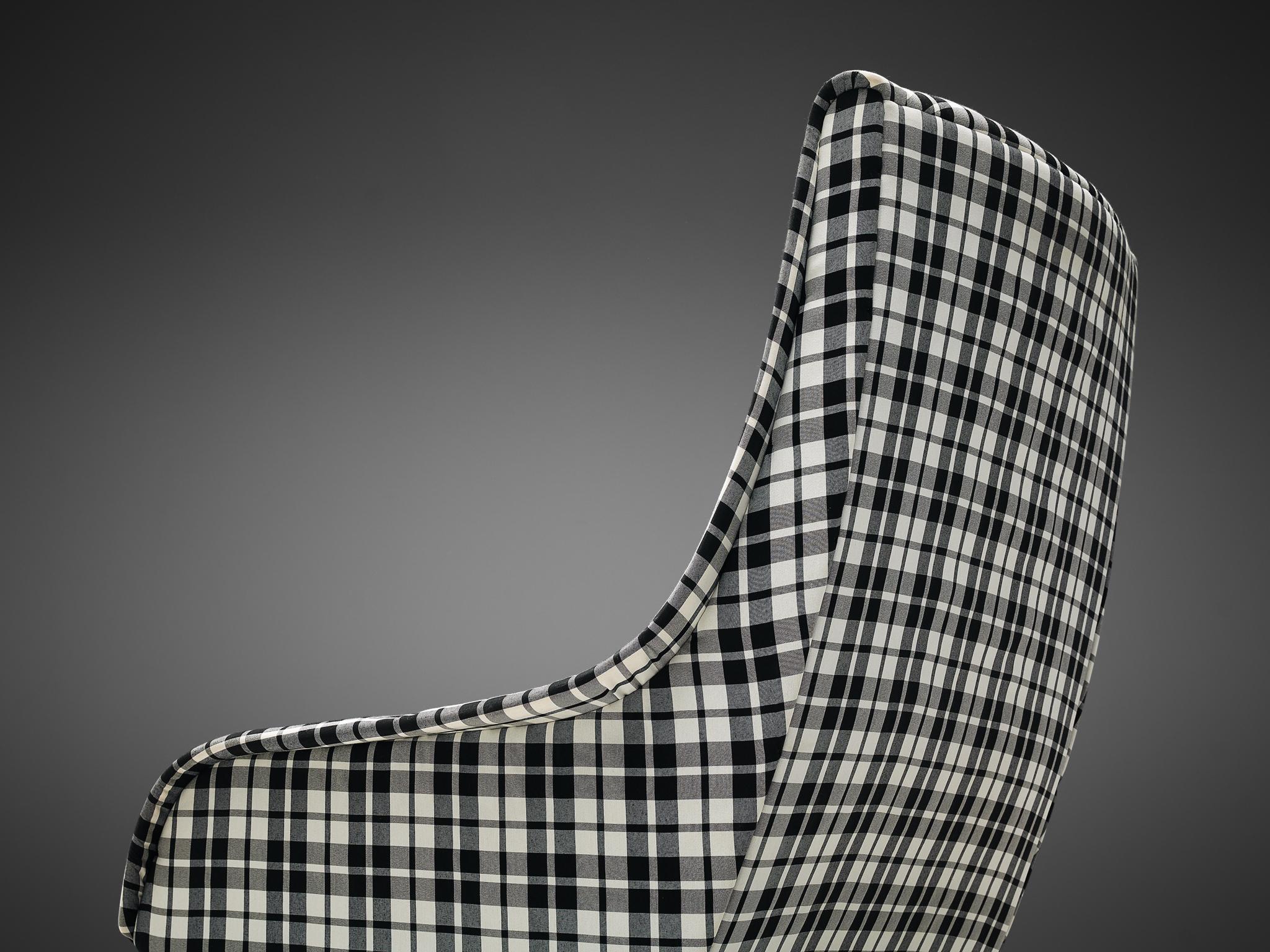 Tissu Chaise longue danoise en tissu à carreaux rembourré en vente