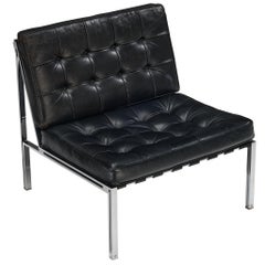 Chaise longue en métal chromé et cuir