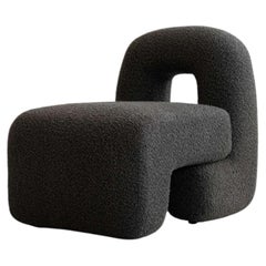 Lounge Chair in Deep Taupe Bouclé Contemporary Sculptural Design