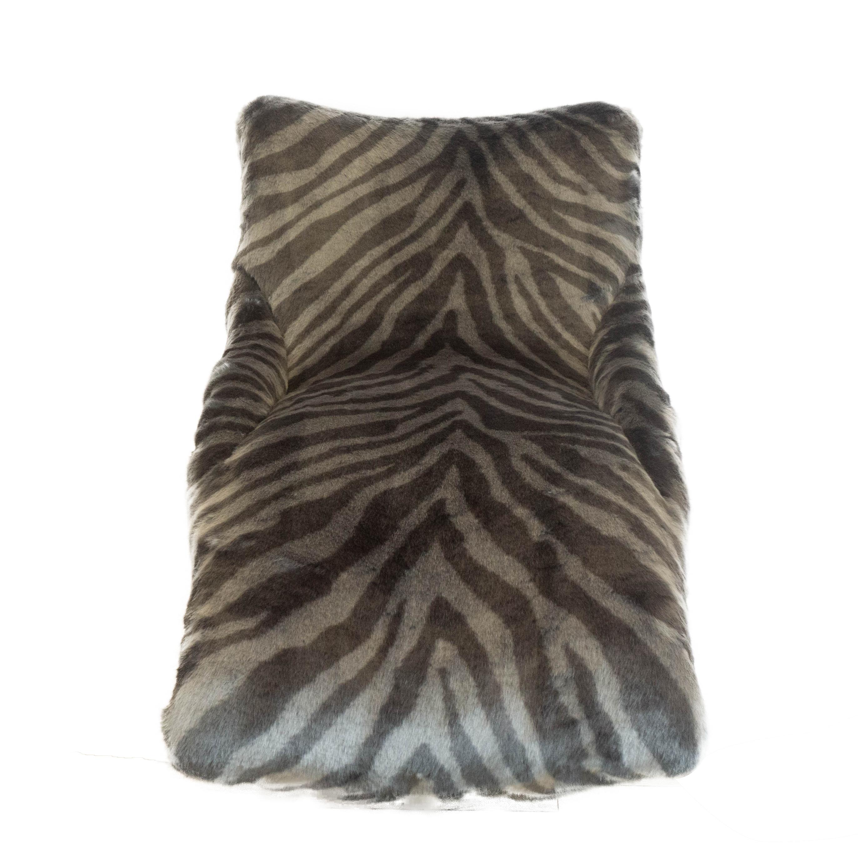 Modern Lounge Chair in Faux Tiger Fur For Sale