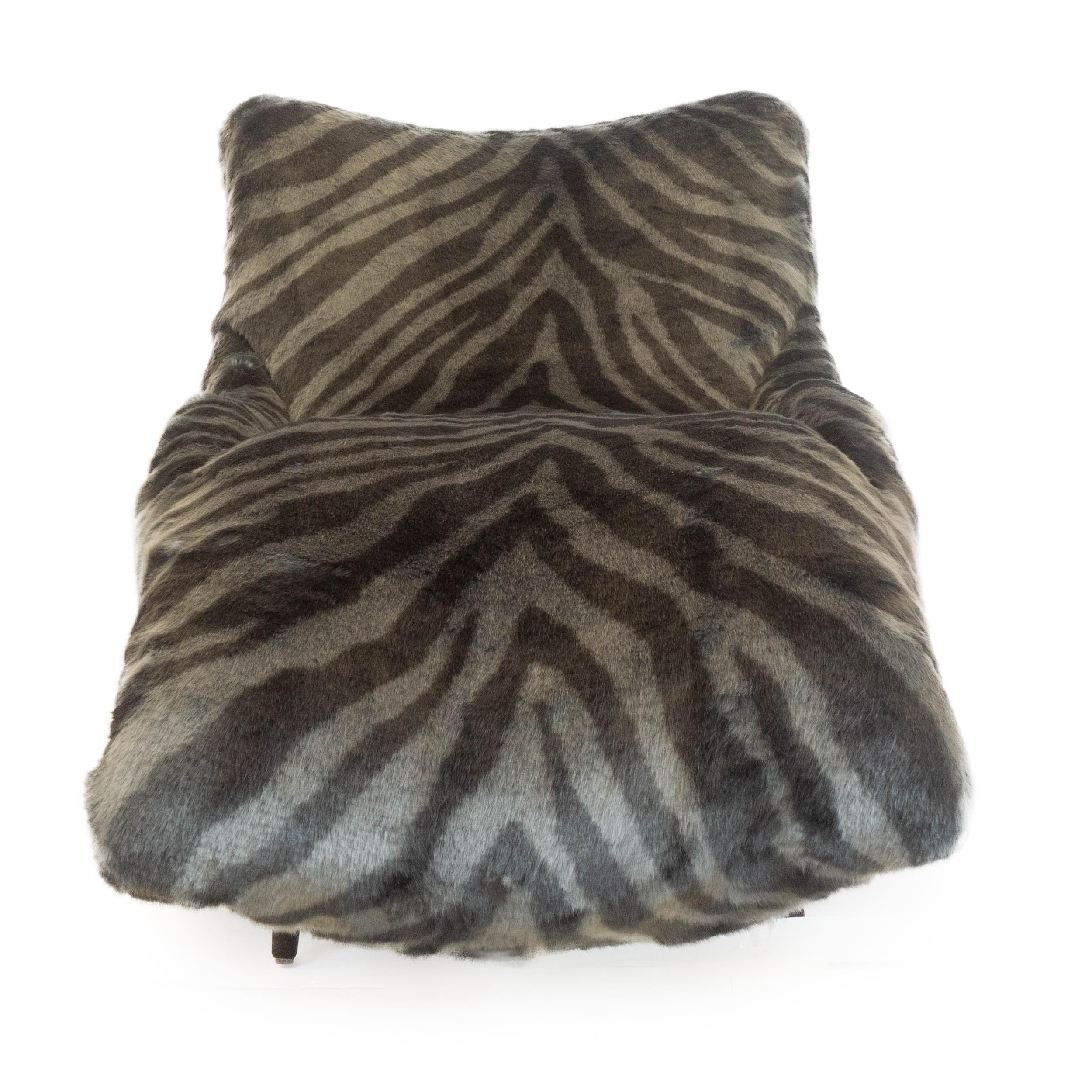 American Lounge Chair in Faux Tiger Fur For Sale
