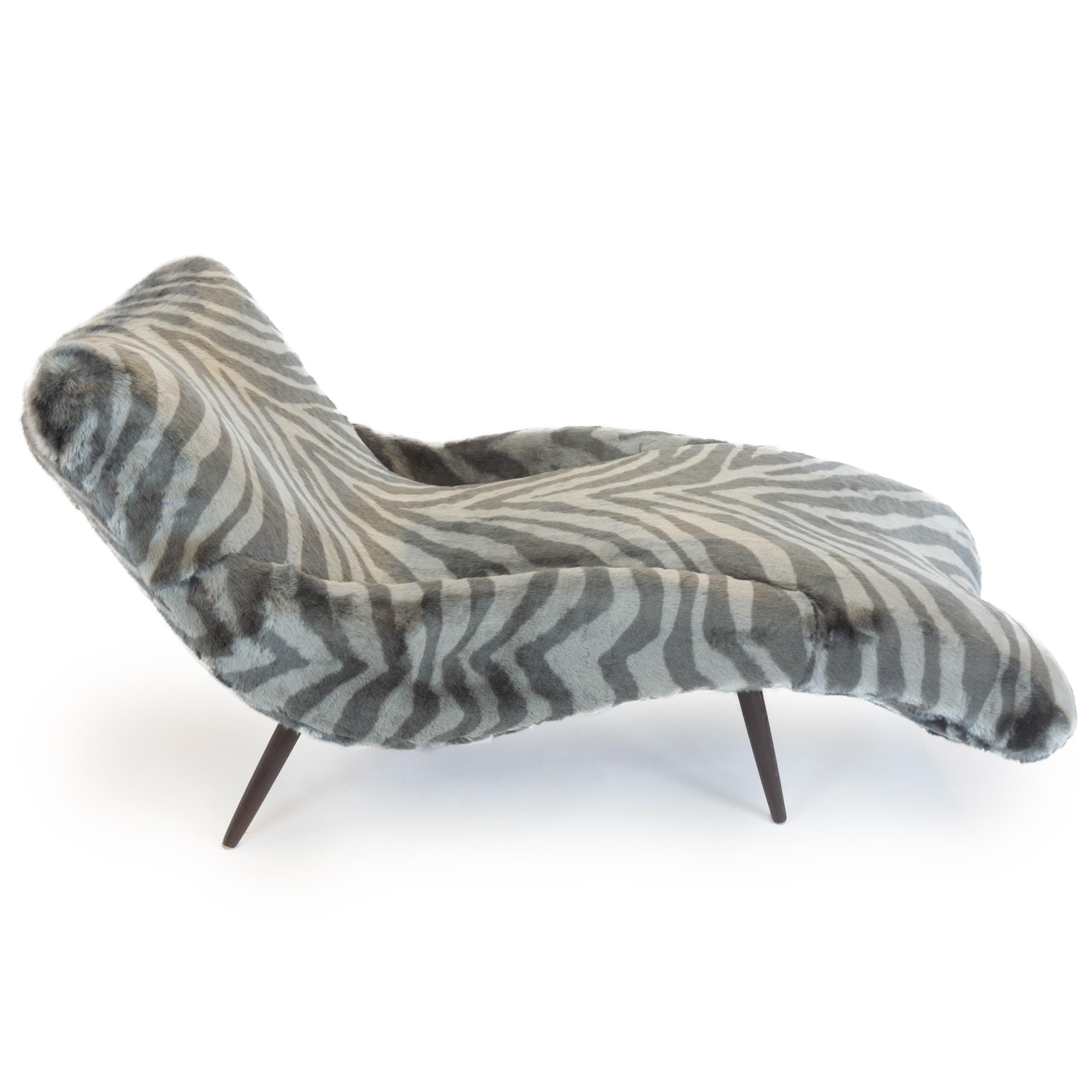 Faux Fur Lounge Chair in Faux Tiger Fur For Sale