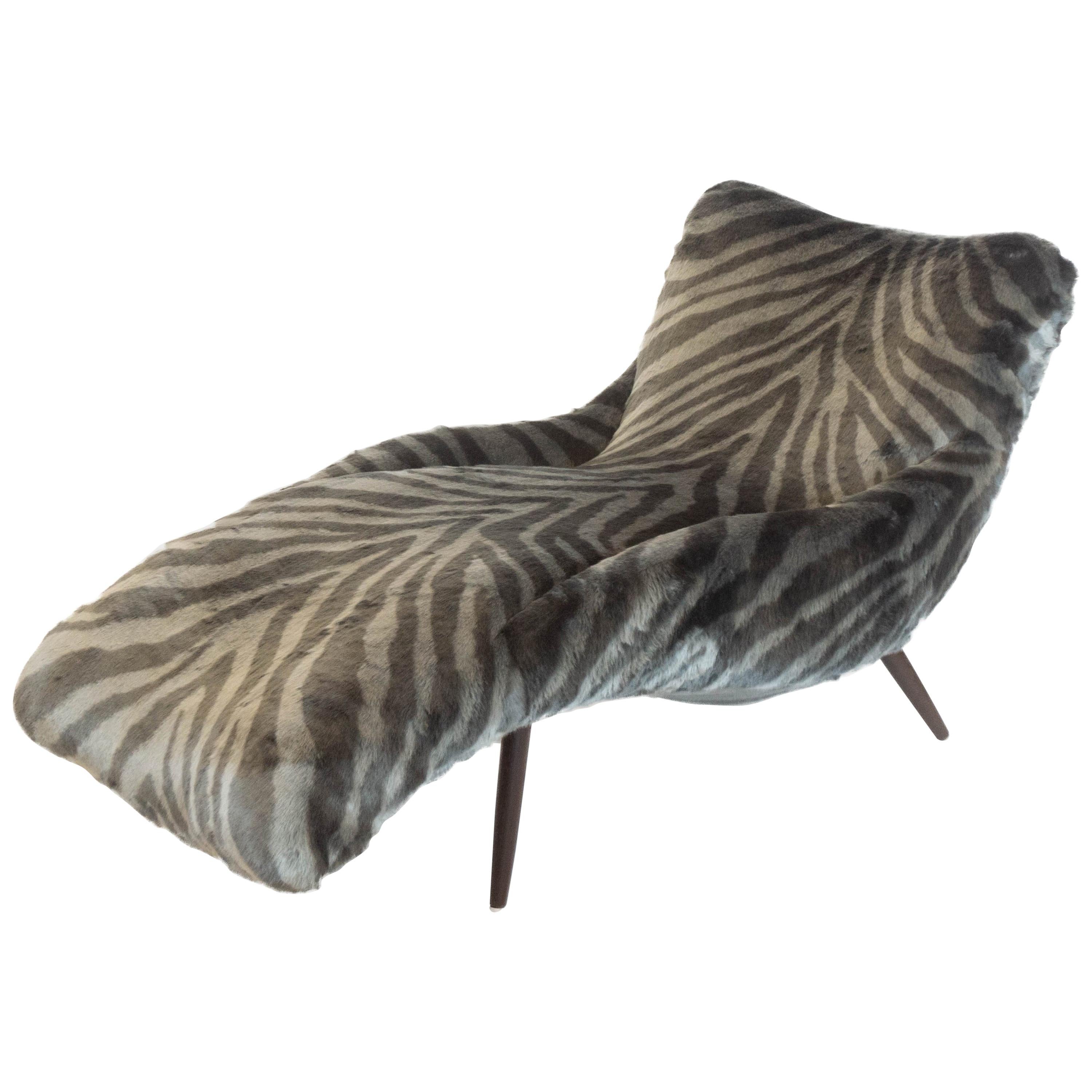 Lounge Chair in Faux Tiger Fur For Sale