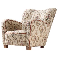 Lounge Chair in Floral Upholstery