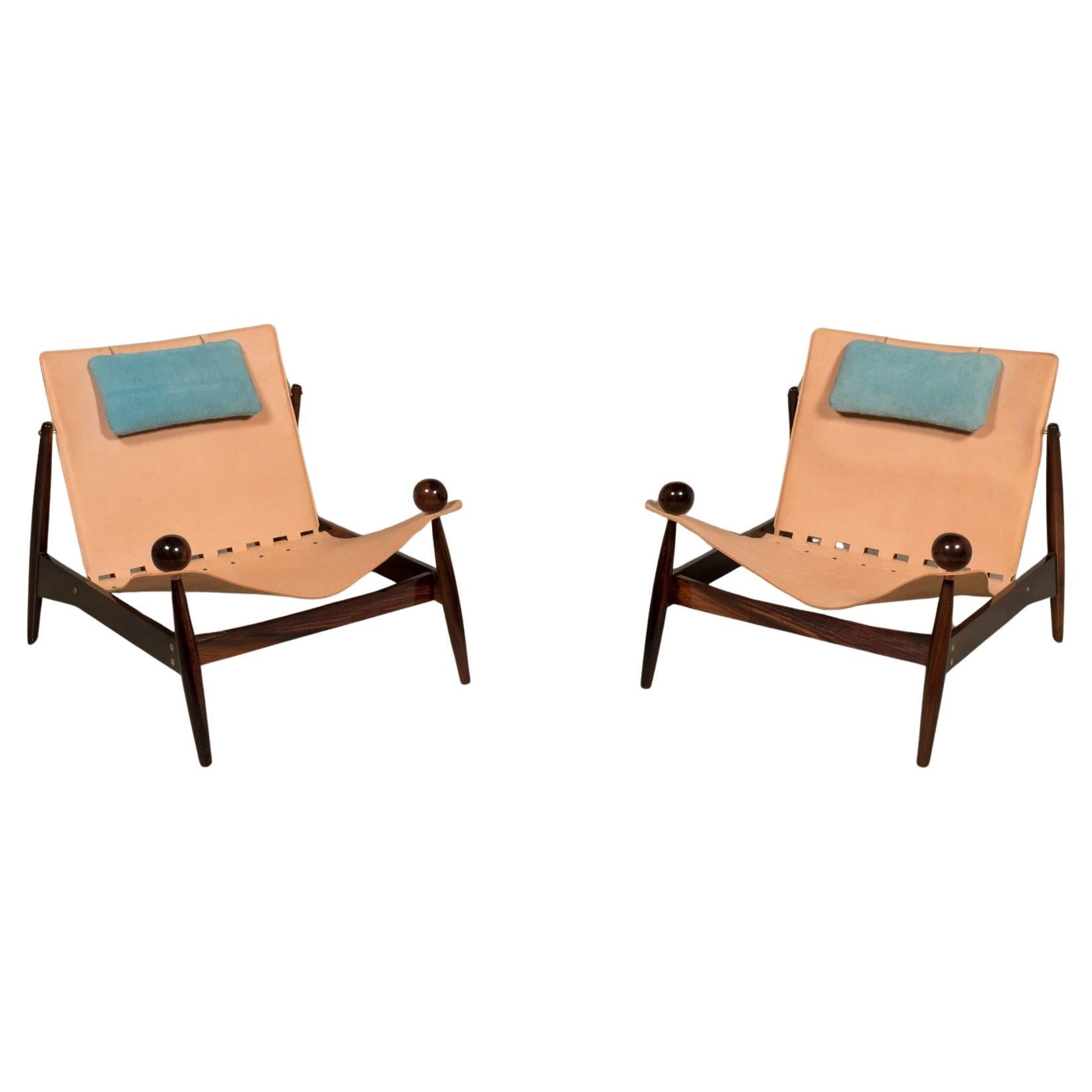 Lounge Chair in Hardwood and Leather, Brazilian Mid-century Modern