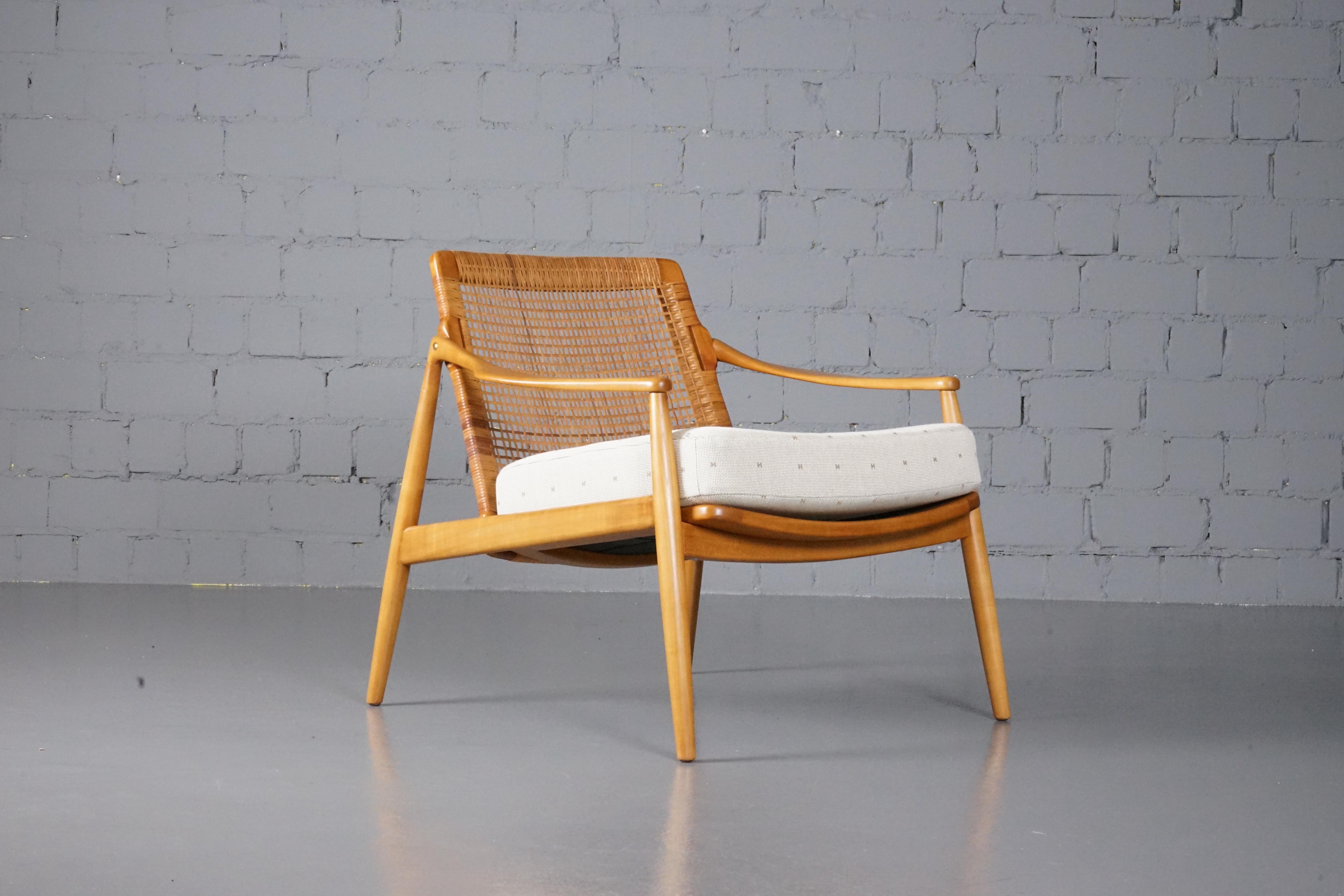 German Lounge Chair in Hermès Upholstery by Hartmut Lohmeyer for Wilkhahn, 1950s For Sale