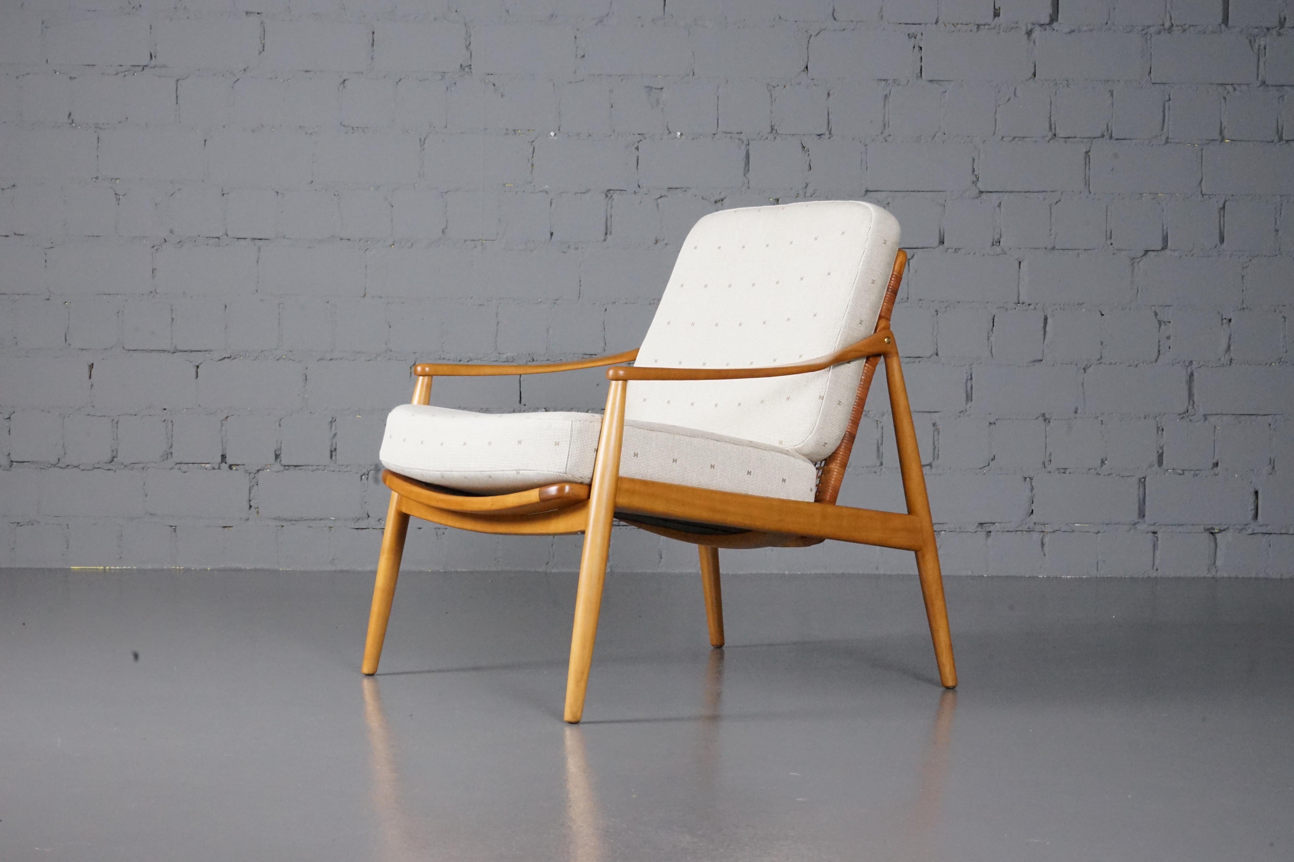 Mid-20th Century Lounge Chair in Hermès Upholstery by Hartmut Lohmeyer for Wilkhahn, 1950s For Sale