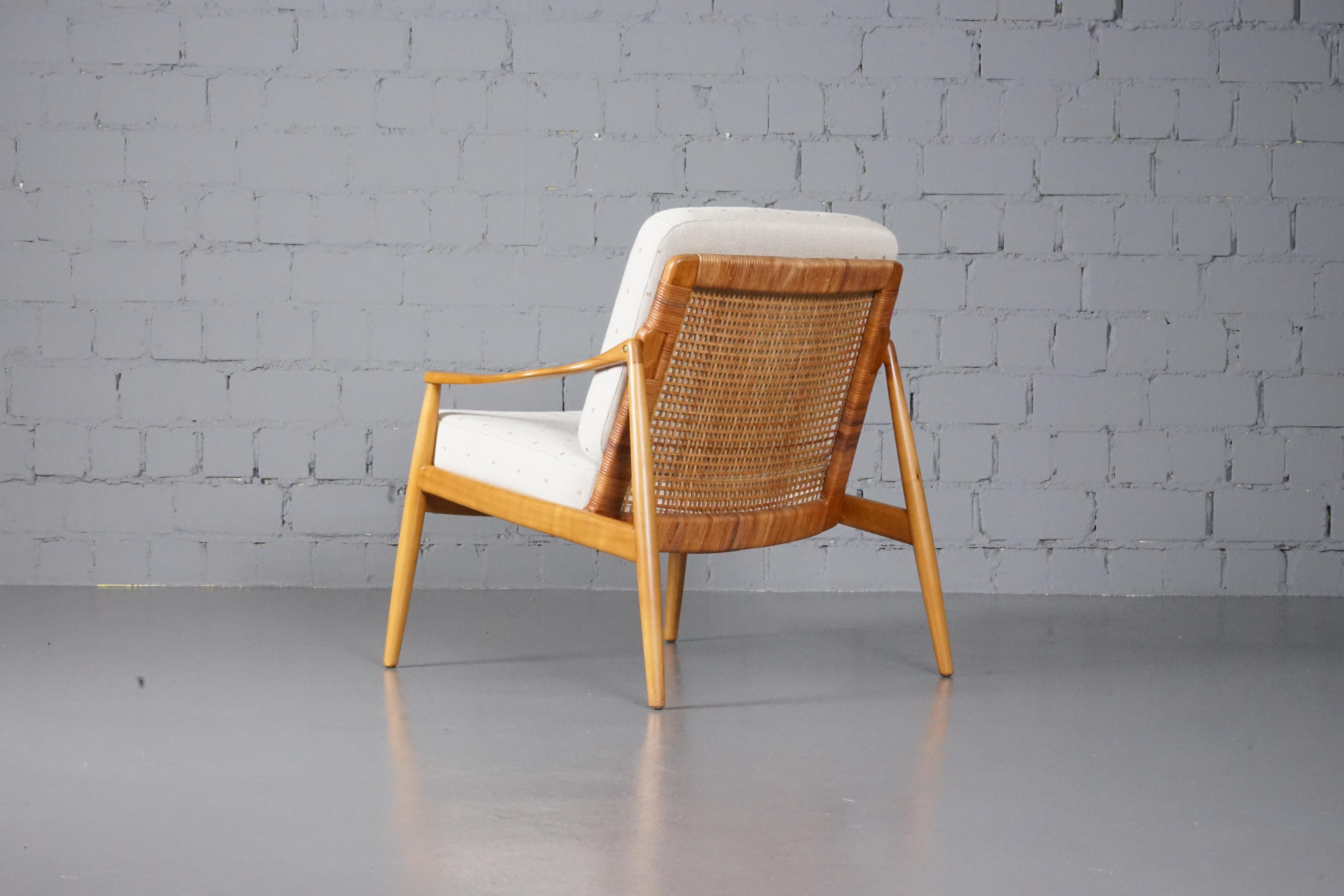 Fabric Lounge Chair in Hermès Upholstery by Hartmut Lohmeyer for Wilkhahn, 1950s For Sale