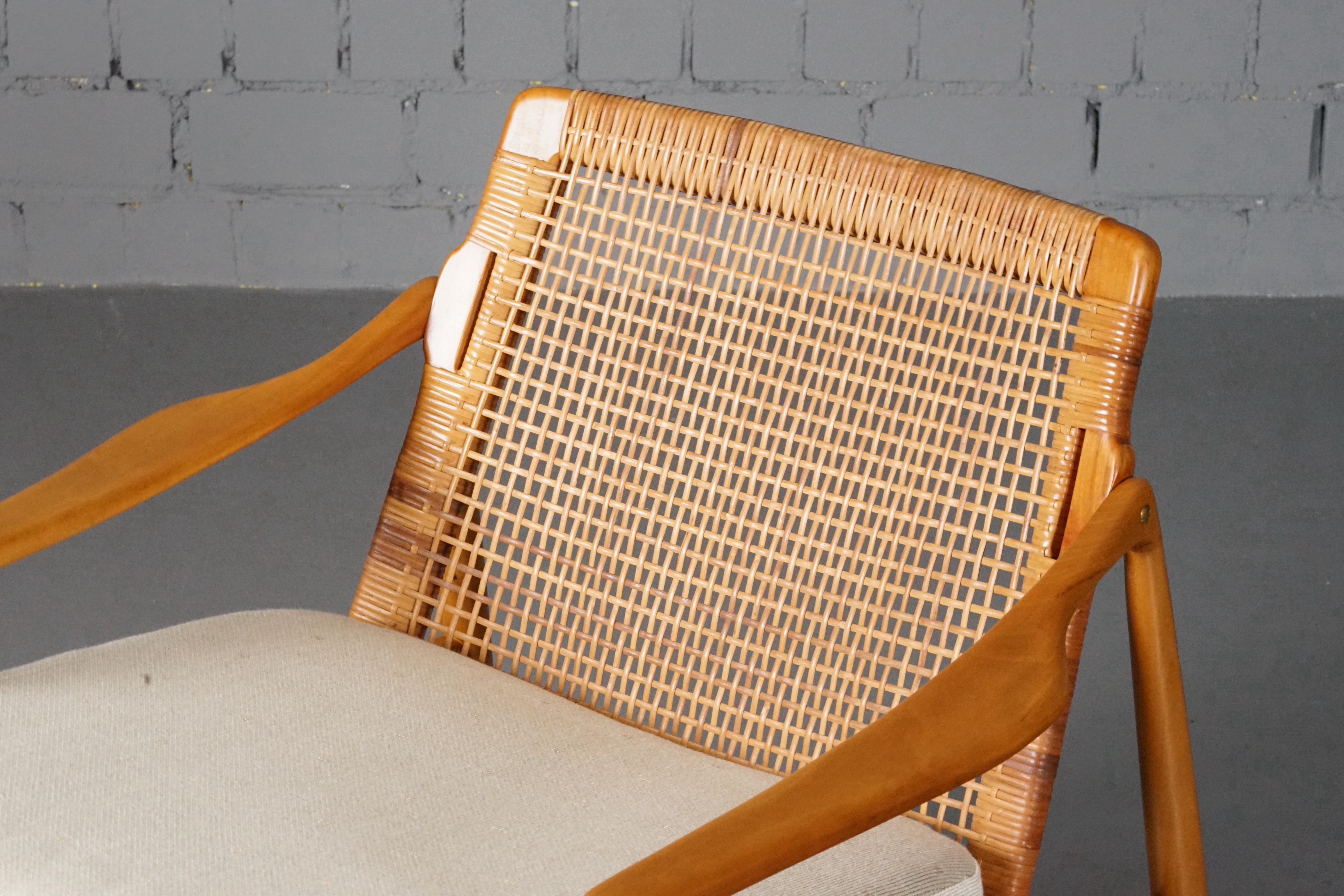 Lounge Chair in Hermès Upholstery by Hartmut Lohmeyer for Wilkhahn, 1950s For Sale 1