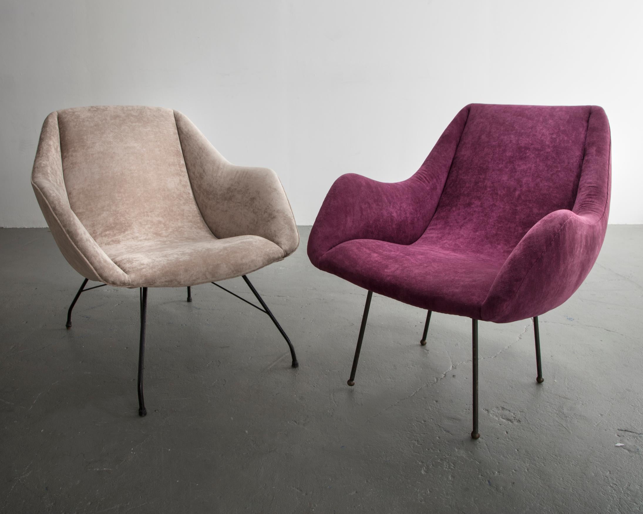 Lounge Chair in in Upholstery with Metal Frame by Carlo Hauner 2