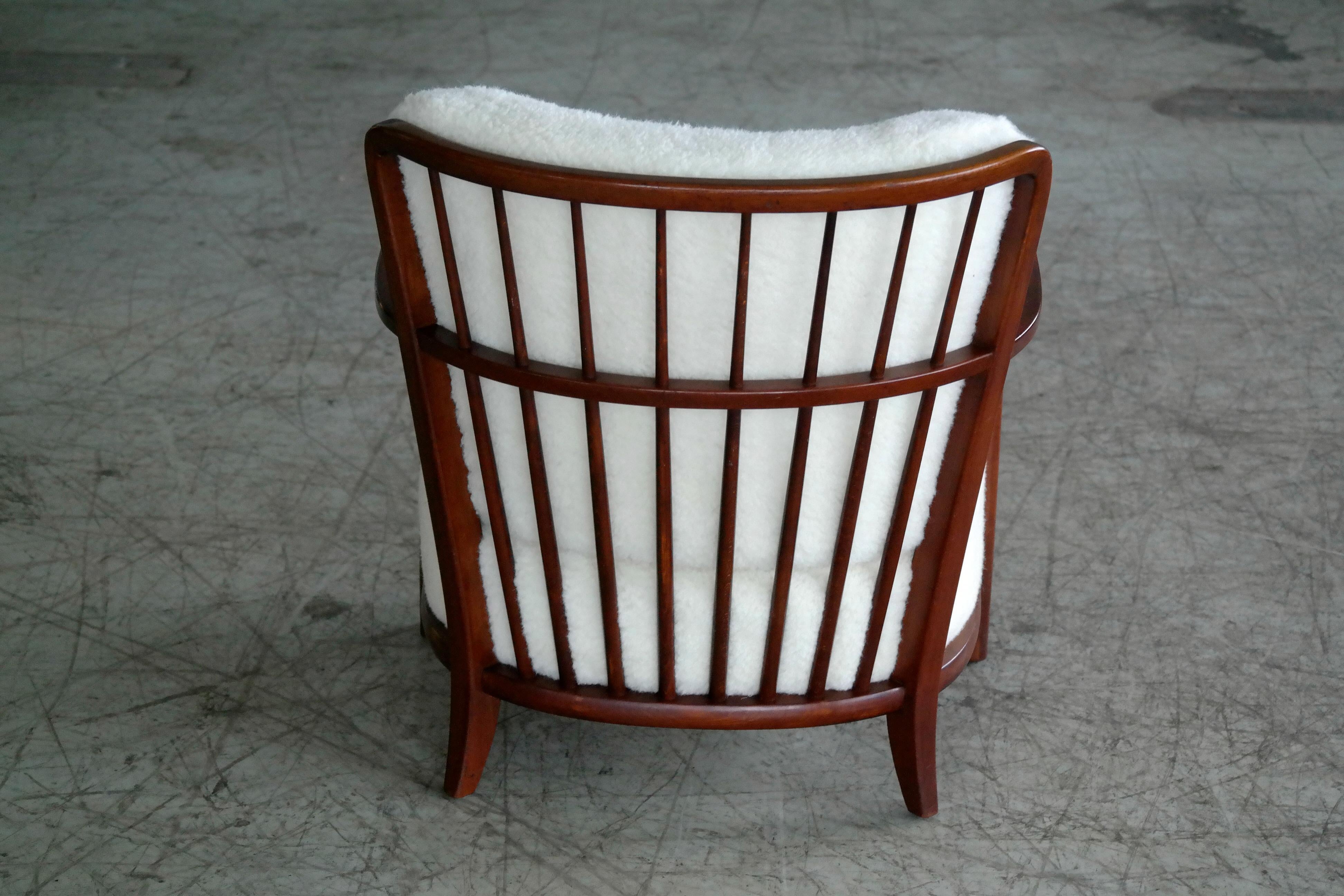 Lounge Chair in Lambswool Frits Schlegel Model 1594 for Fritz Hansen, 1940s 2