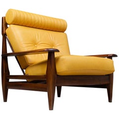 Lounge Chair in Leather and Jacaranda Rosewood in Style of Sergio Rodrigues
