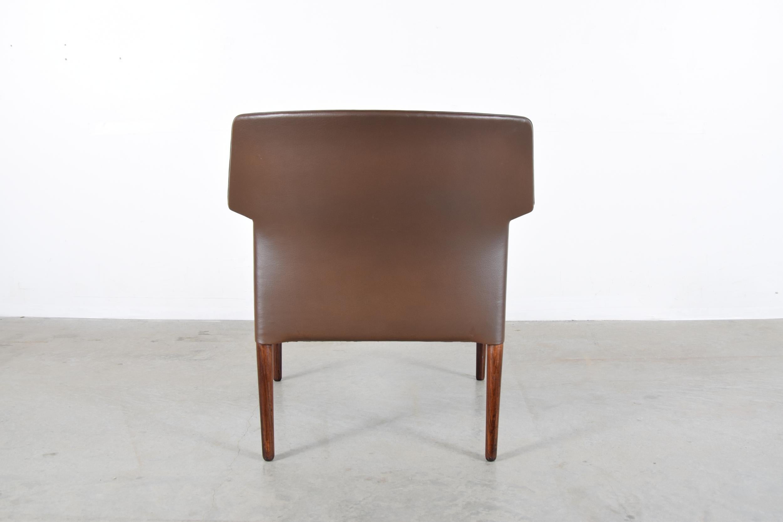 Leather Lounge Chair by Ejnar Larsen & Aksel Bender Madsen, Denmark, 1950s For Sale 1