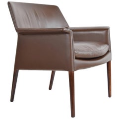 Leather Lounge Chair by Ejnar Larsen & Aksel Bender Madsen, Denmark, 1950s