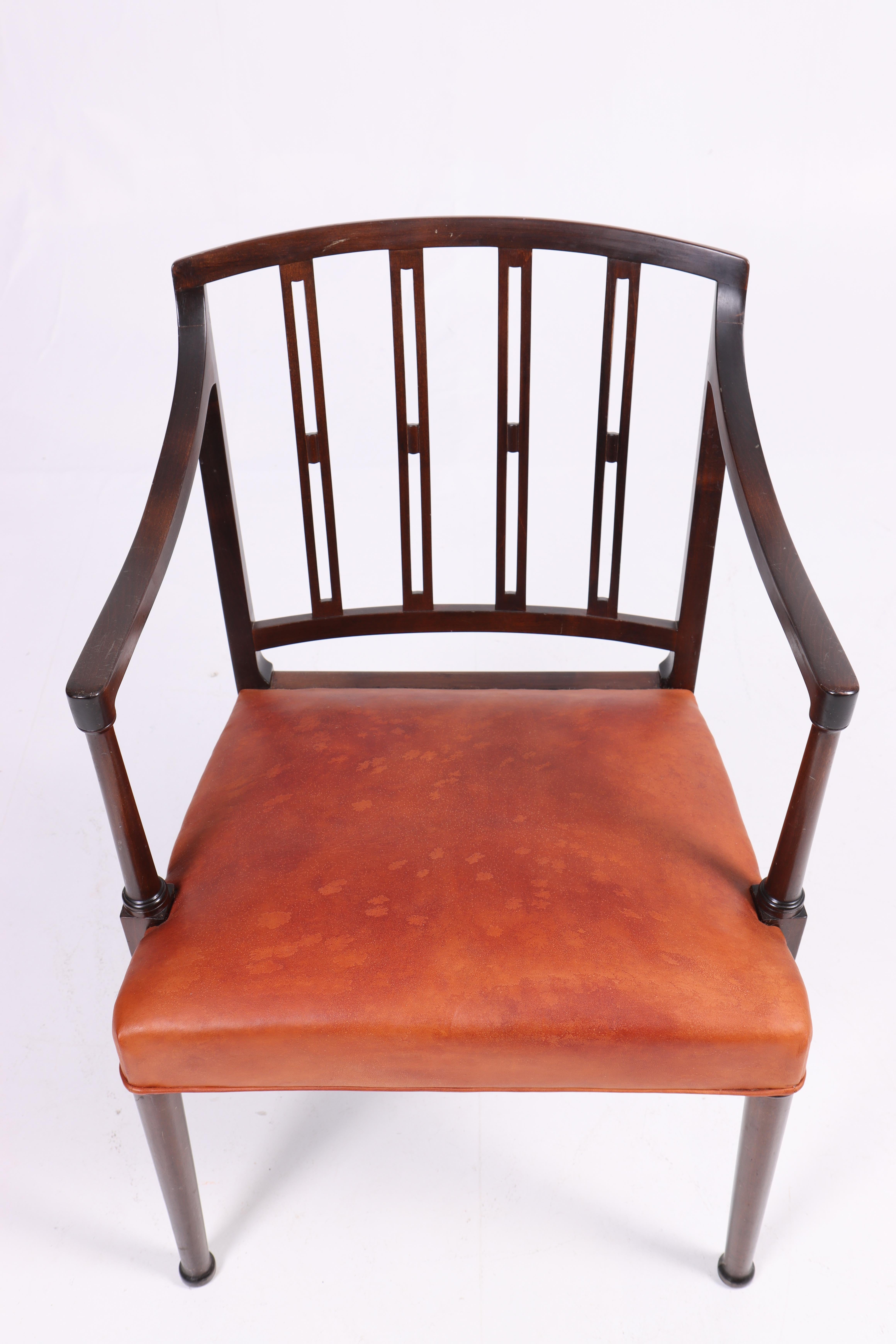 Scandinave moderne Chaise longue en cuir d'Ole Wanscher, fabriquée au Danemark, années 1950 en vente