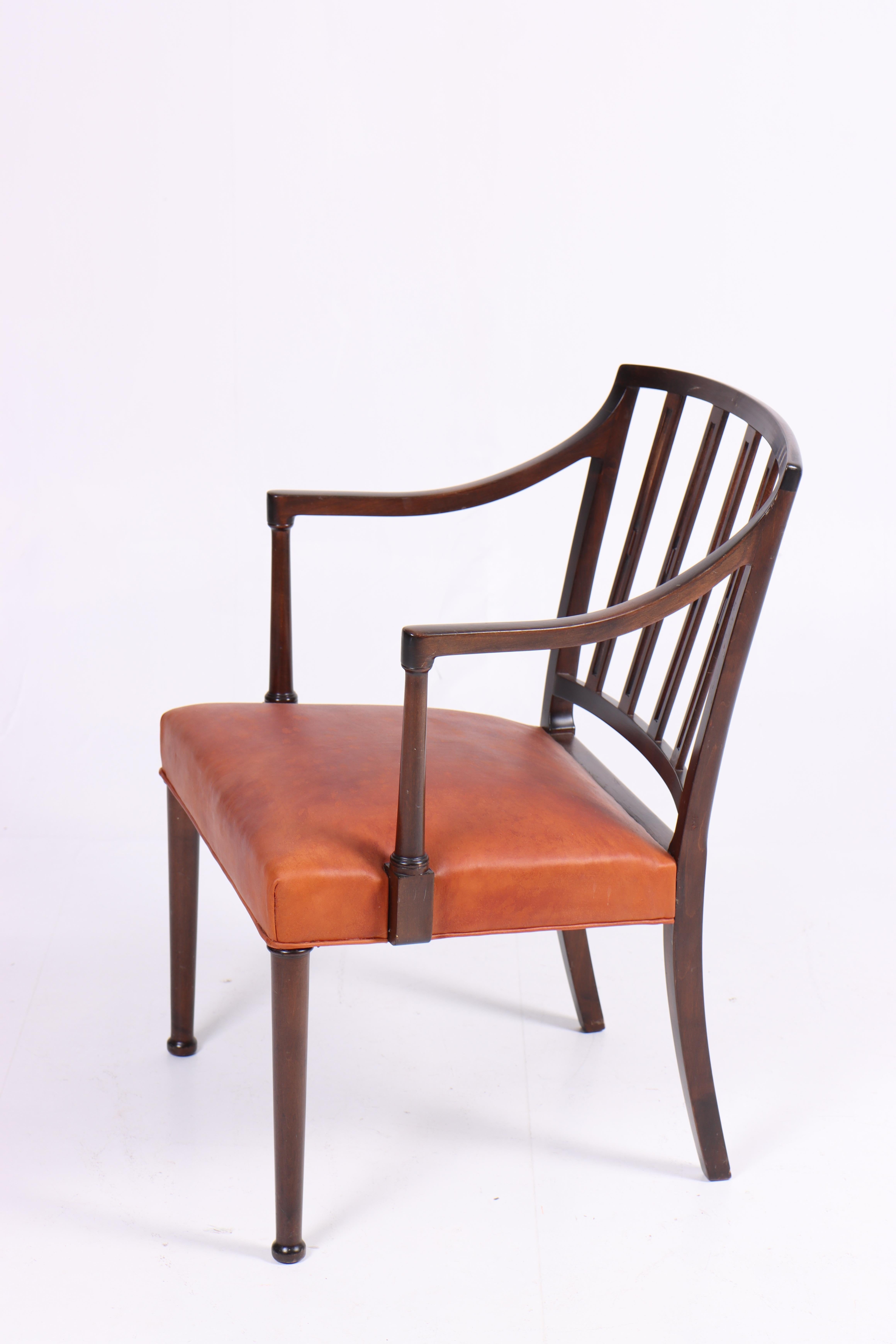 Danois Chaise longue en cuir d'Ole Wanscher, fabriquée au Danemark, années 1950 en vente