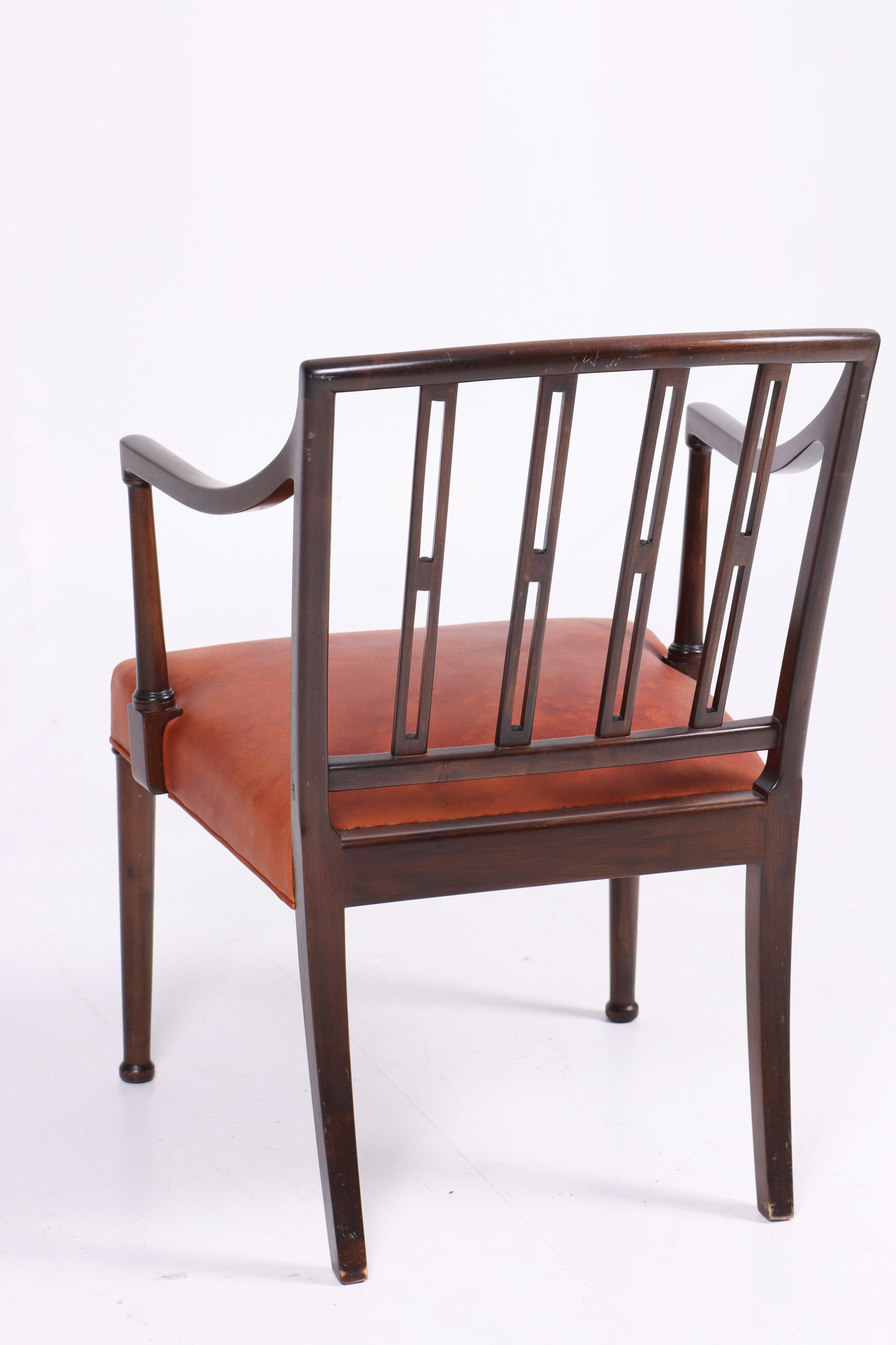 Chaise longue en cuir d'Ole Wanscher, fabriquée au Danemark, années 1950 Bon état - En vente à Lejre, DK