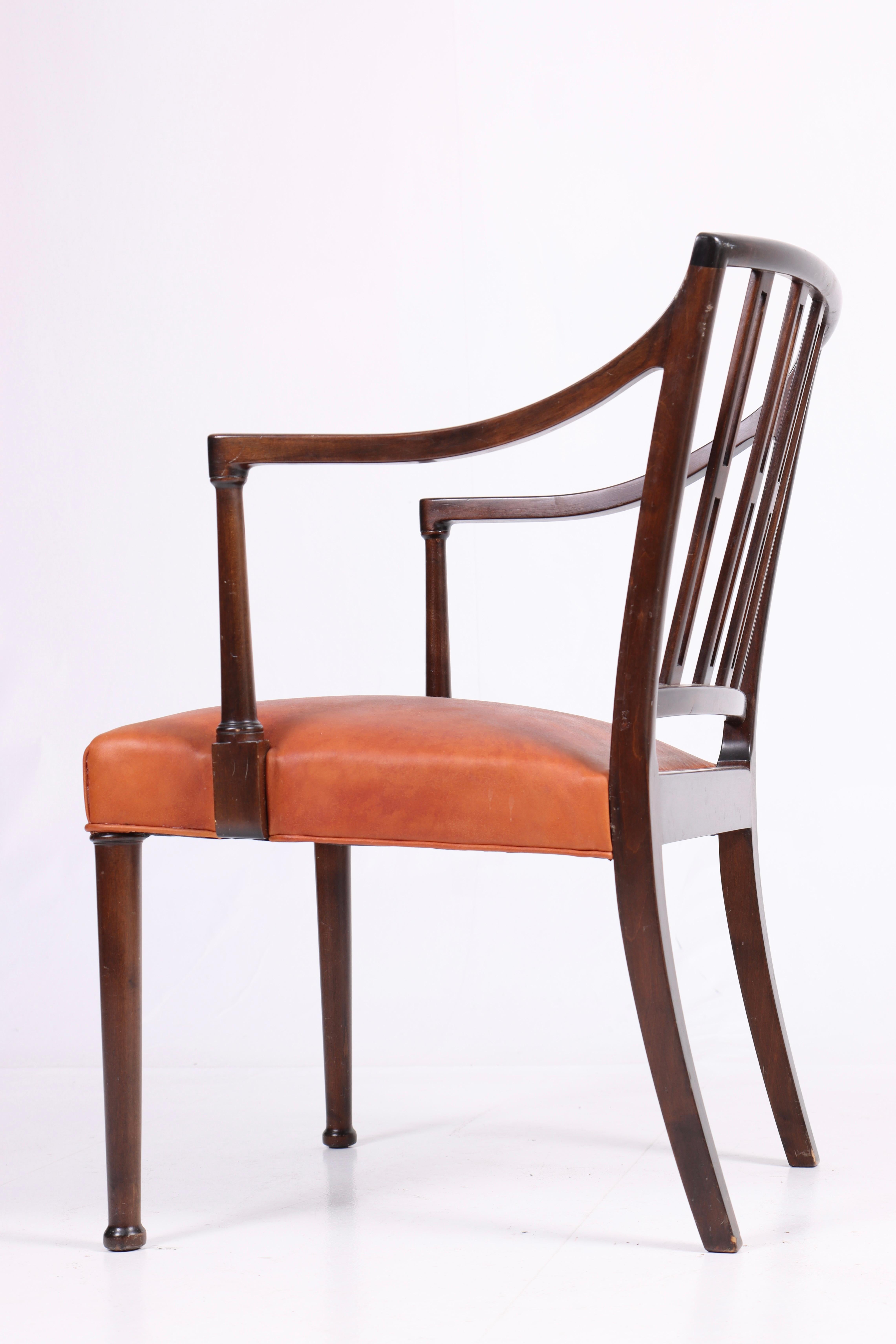 Mid-20th Century Lounge Chair in Leather by Ole Wanscher, Made in Denmark, 1950s For Sale
