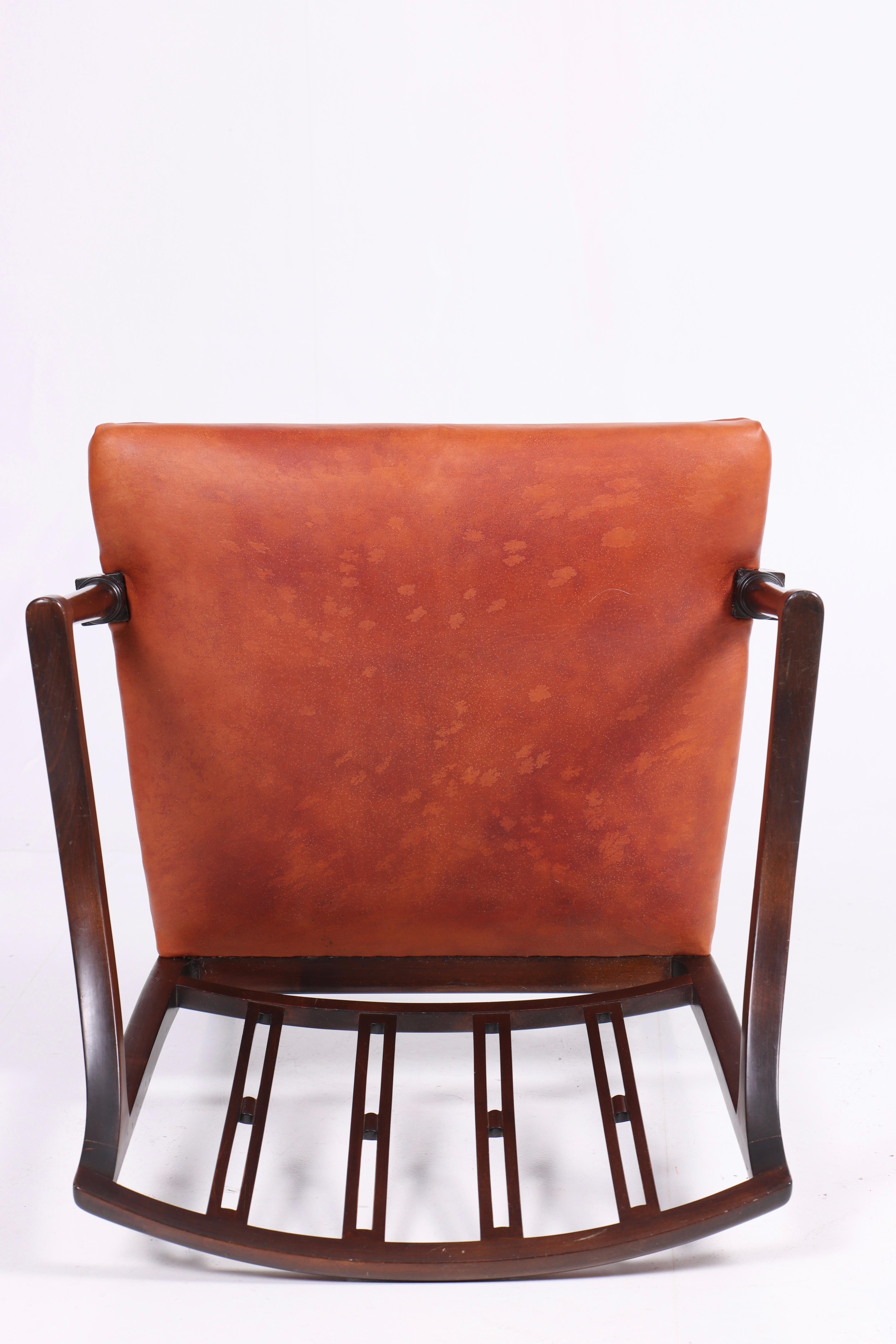 Cuir Chaise longue en cuir d'Ole Wanscher, fabriquée au Danemark, années 1950 en vente