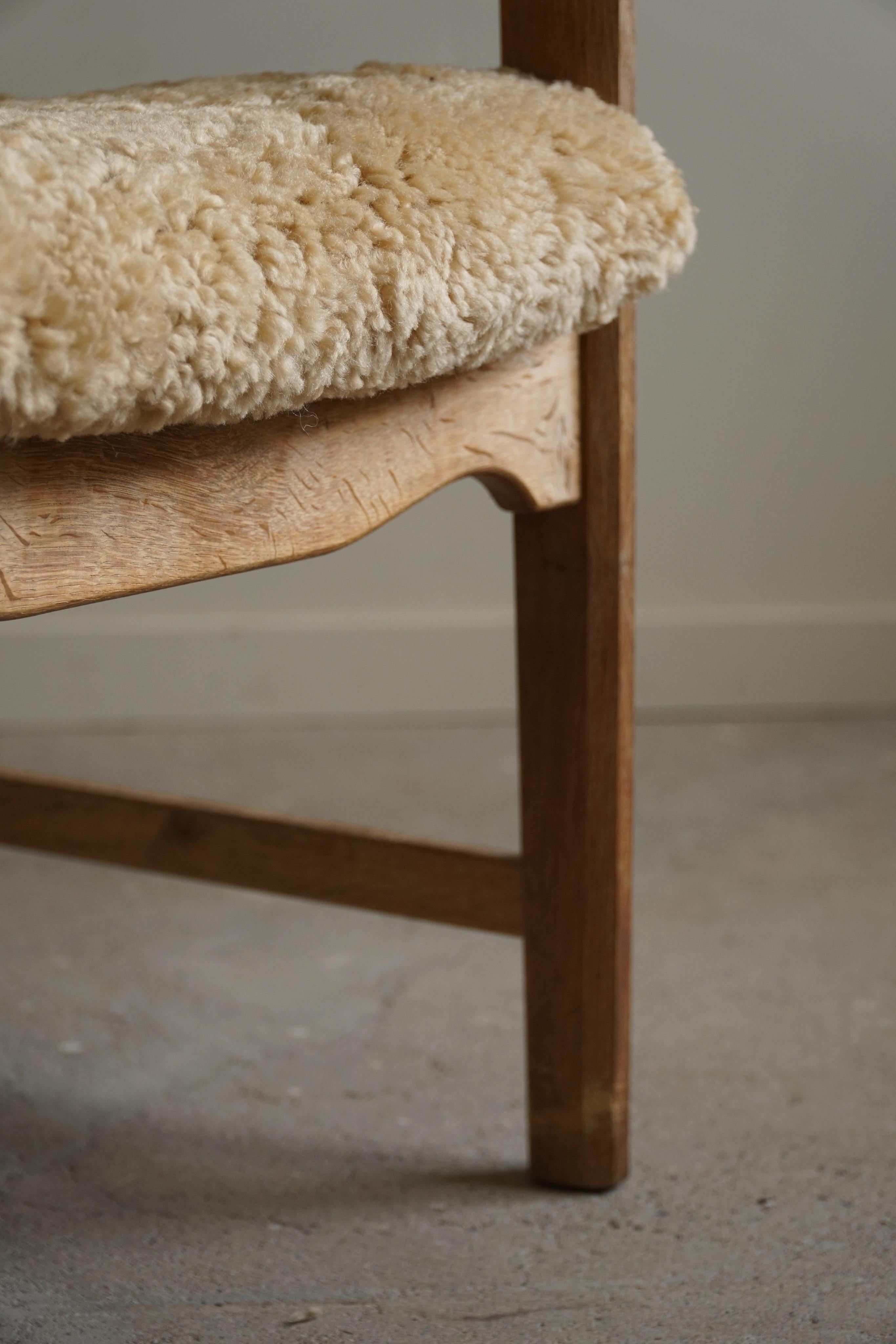 Lounge Chair in Oak & Lambswool, Henning Kjærnulf, 