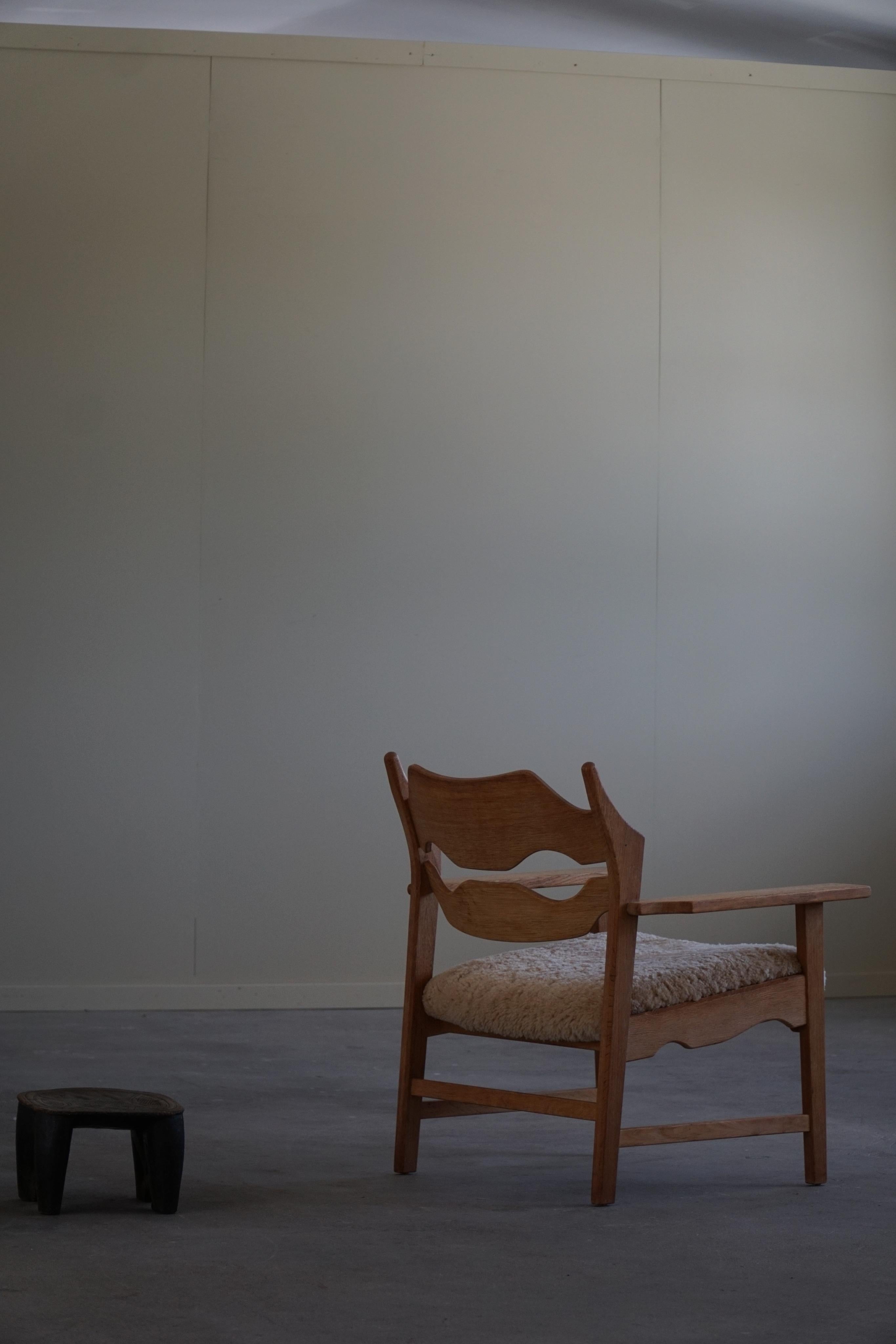 Lounge Chair in Oak & Lambswool, Henning Kjærnulf, 