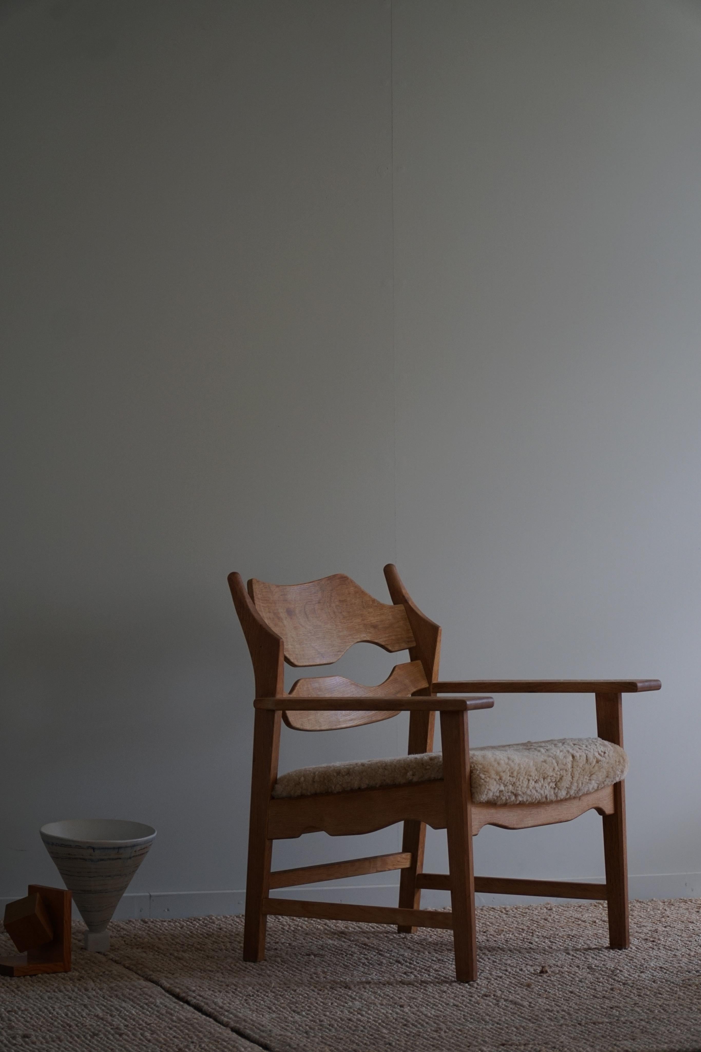 Lounge Chair in Oak & Lambswool, Henning Kjærnulf, 