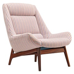 Lounge Chair in Pink Striped Upholstery