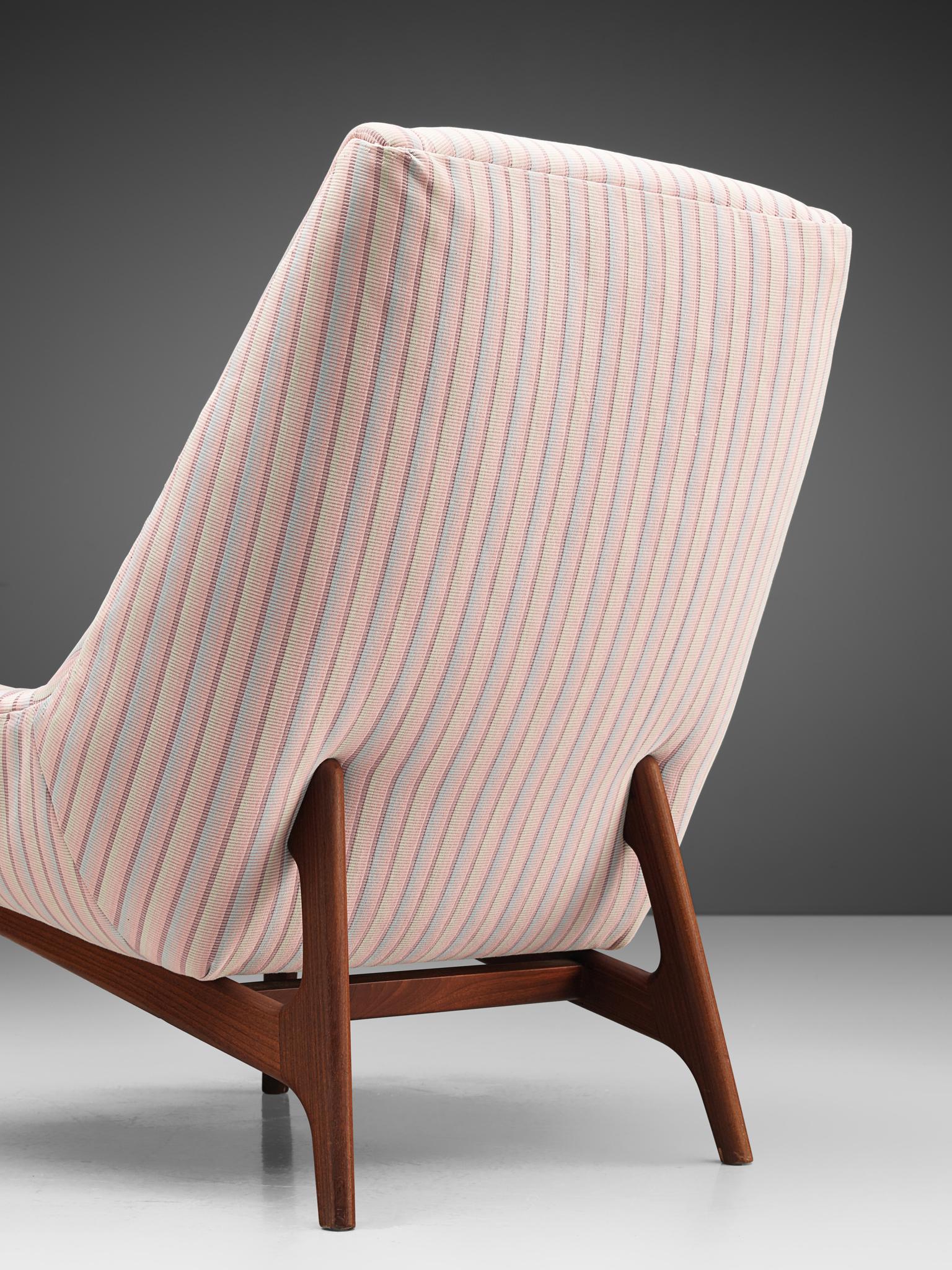 pink striped armchair