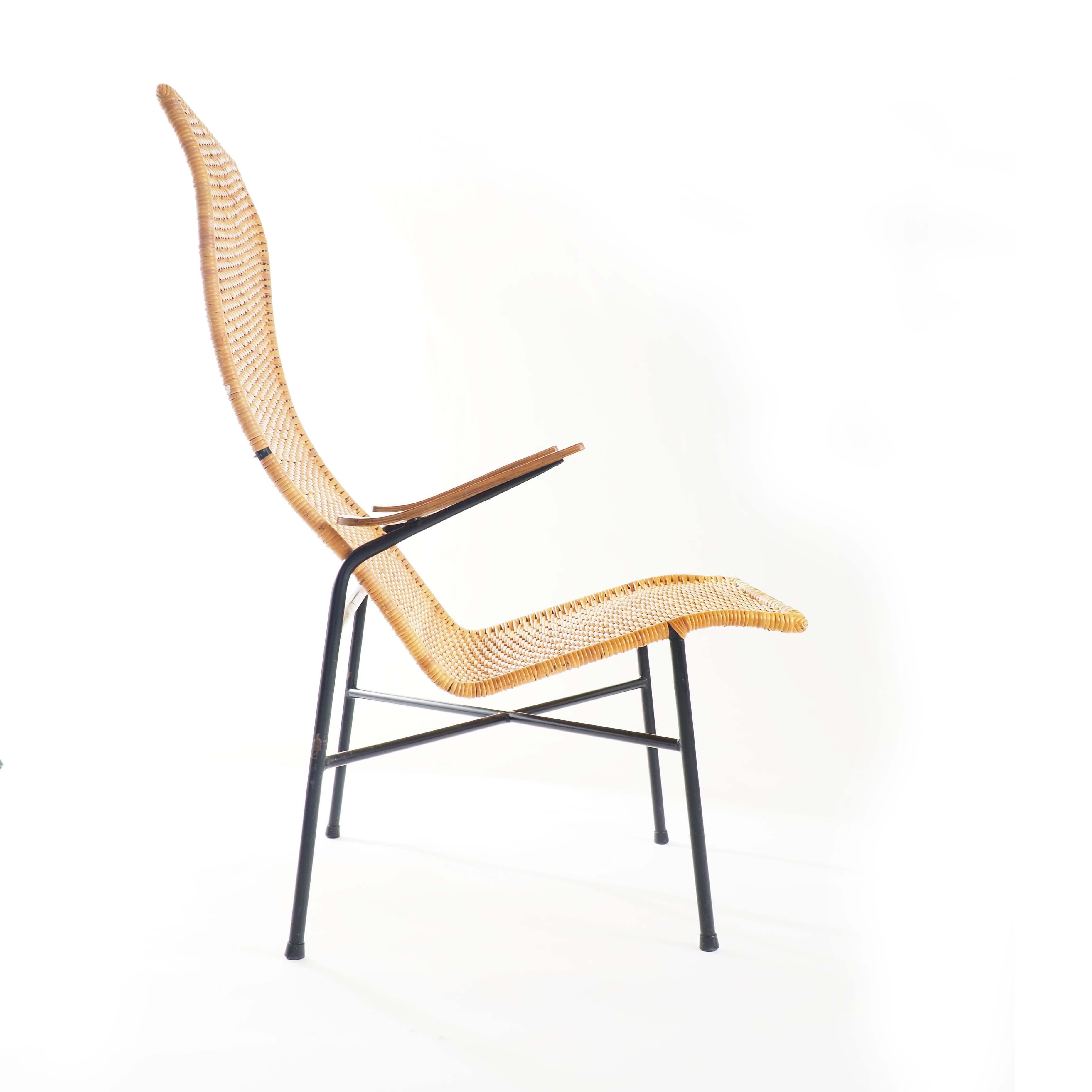 Sedia da salotto in rattan, teak e metallo In condizioni buone in vendita a Goteborg, SE