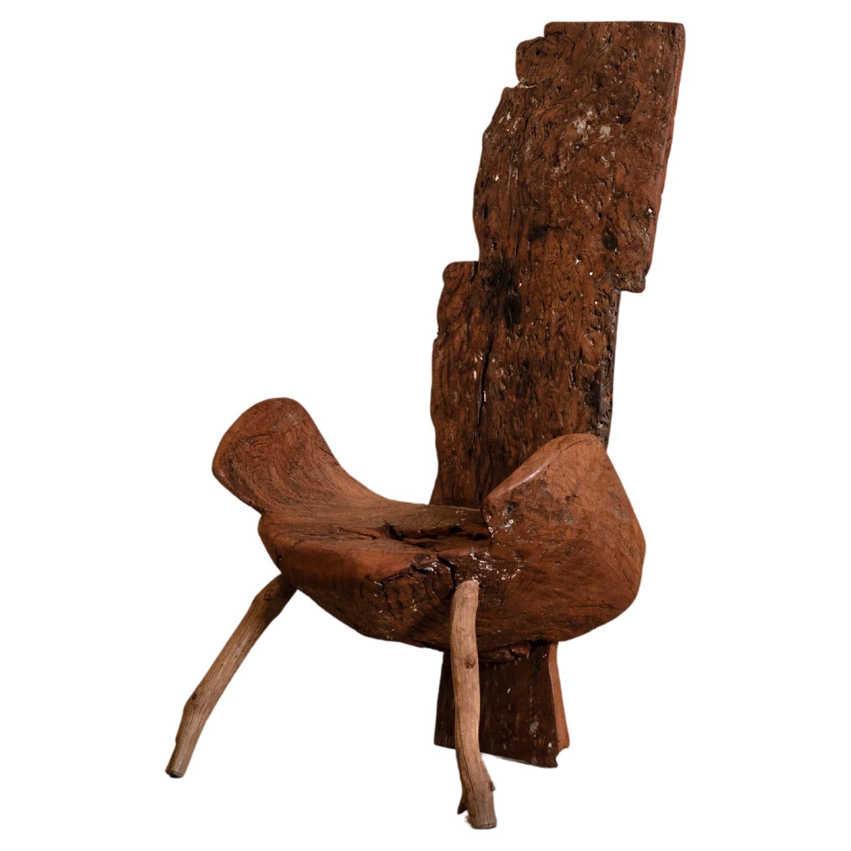 Lounge chair in reclaimed solid wood, contemporary Brazilian design For Sale