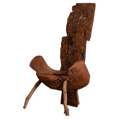 Lounge chair in reclaimed solid wood, contemporary Brazilian design