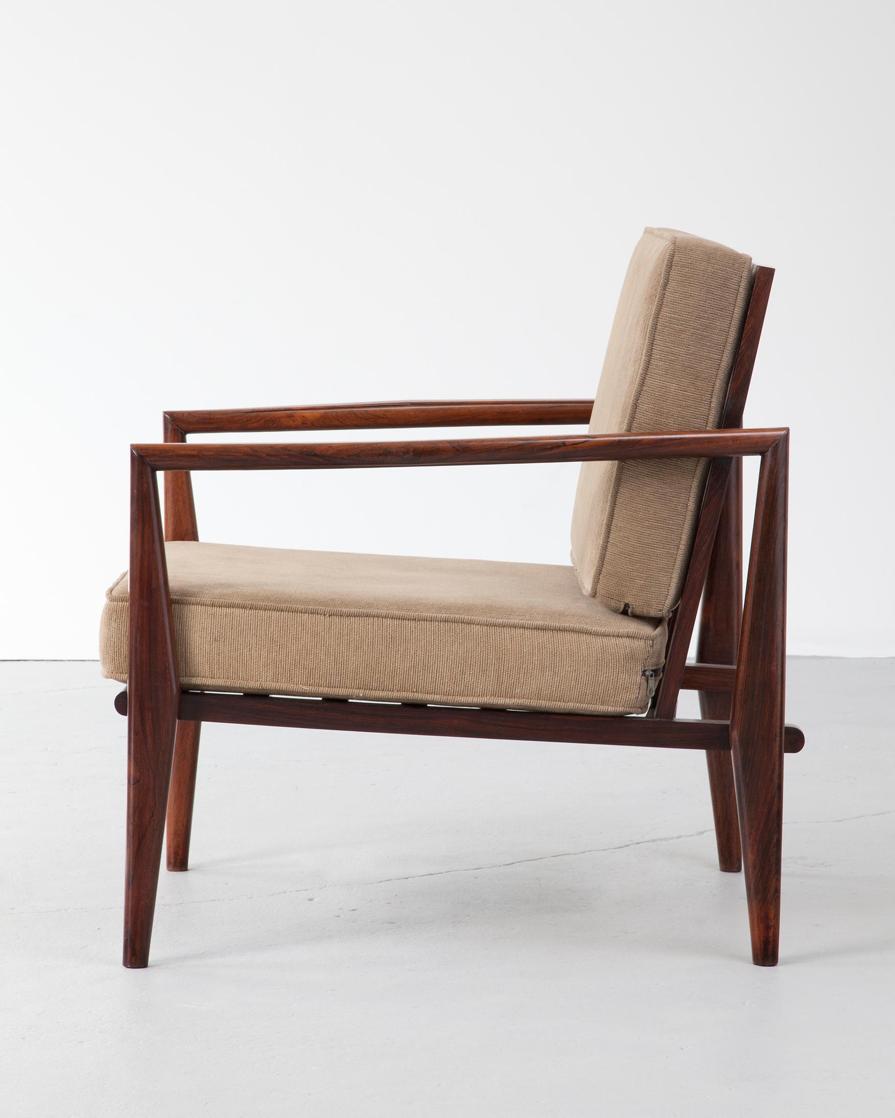 Modern Lounge Chair in Rosewood with Beige Upholstery by Fatima, circa 1960