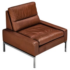 Chaise longue en acier et cuir Brown