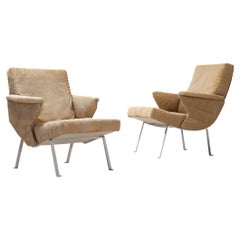 Lounge Chairs in Beige Upholstery