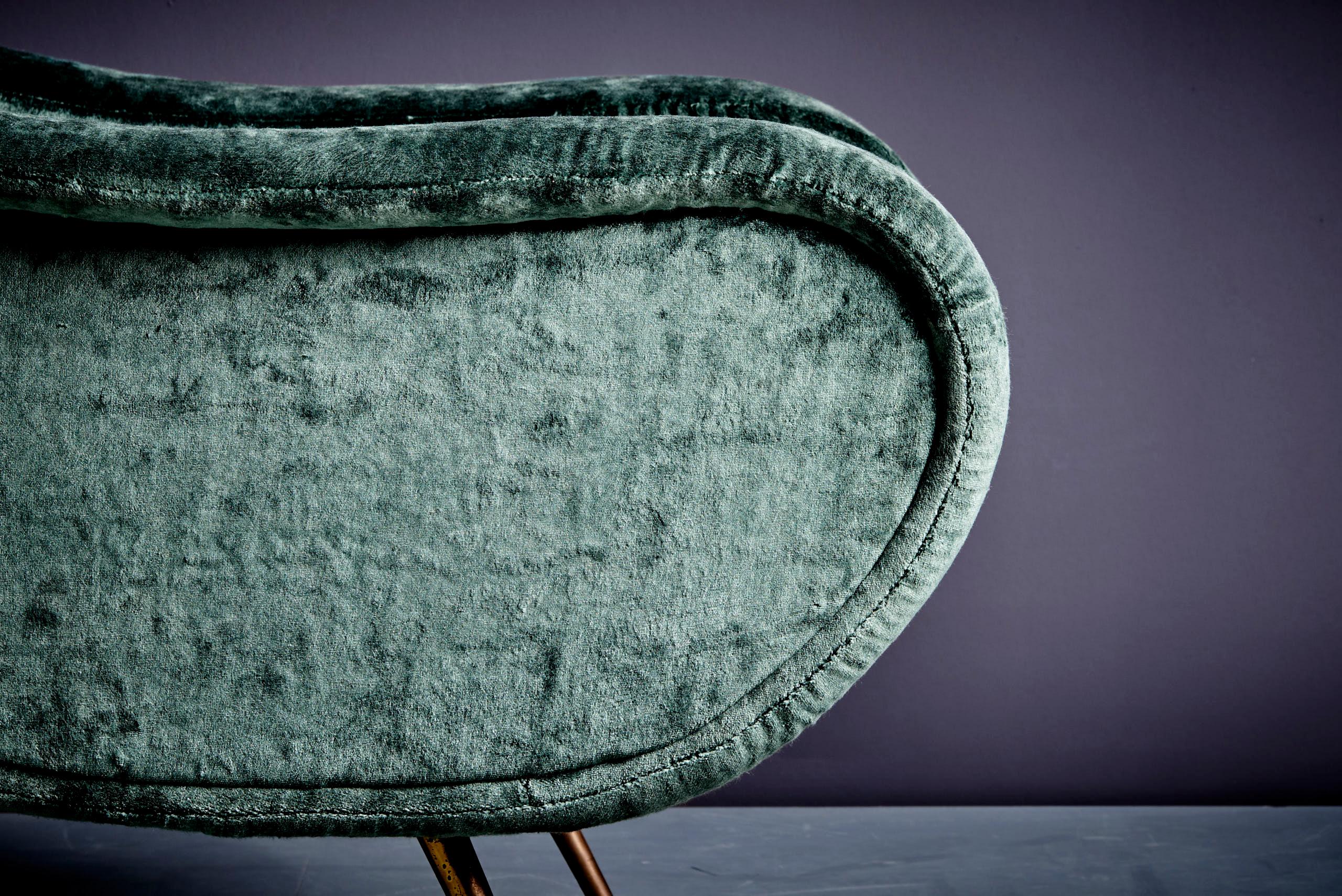 Lounge Chair in the manner of Marco Zanuso upholstered in green Velvet In Excellent Condition In Berlin, DE