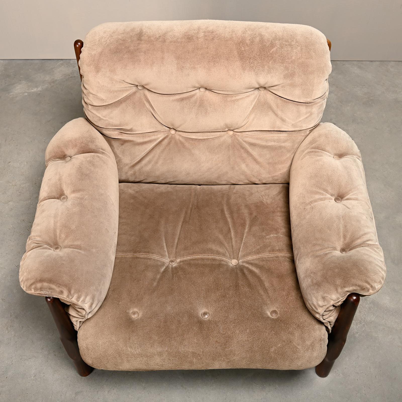 Loungesessel in der Art von Percival Lafer und Jean Gillon, Palisander und Wildleder im Angebot 4