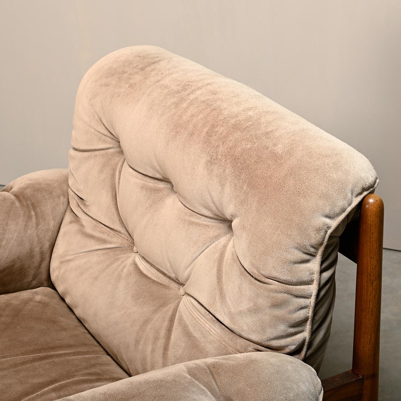 Loungesessel in der Art von Percival Lafer und Jean Gillon, Palisander und Wildleder im Angebot 5