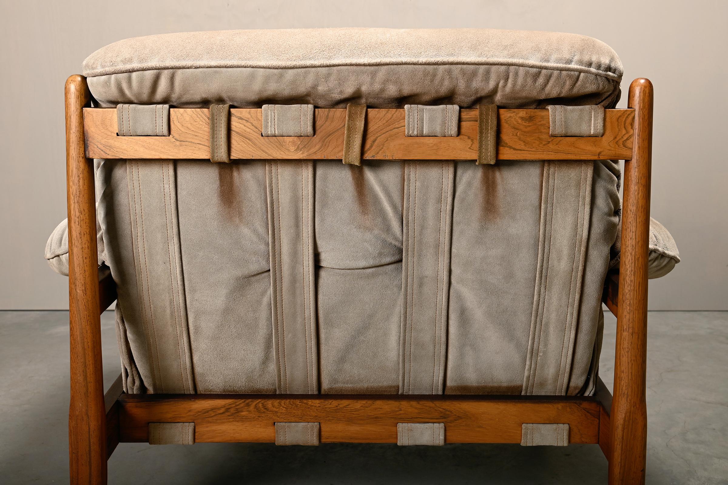 Loungesessel in der Art von Percival Lafer und Jean Gillon, Palisander und Wildleder im Angebot 13