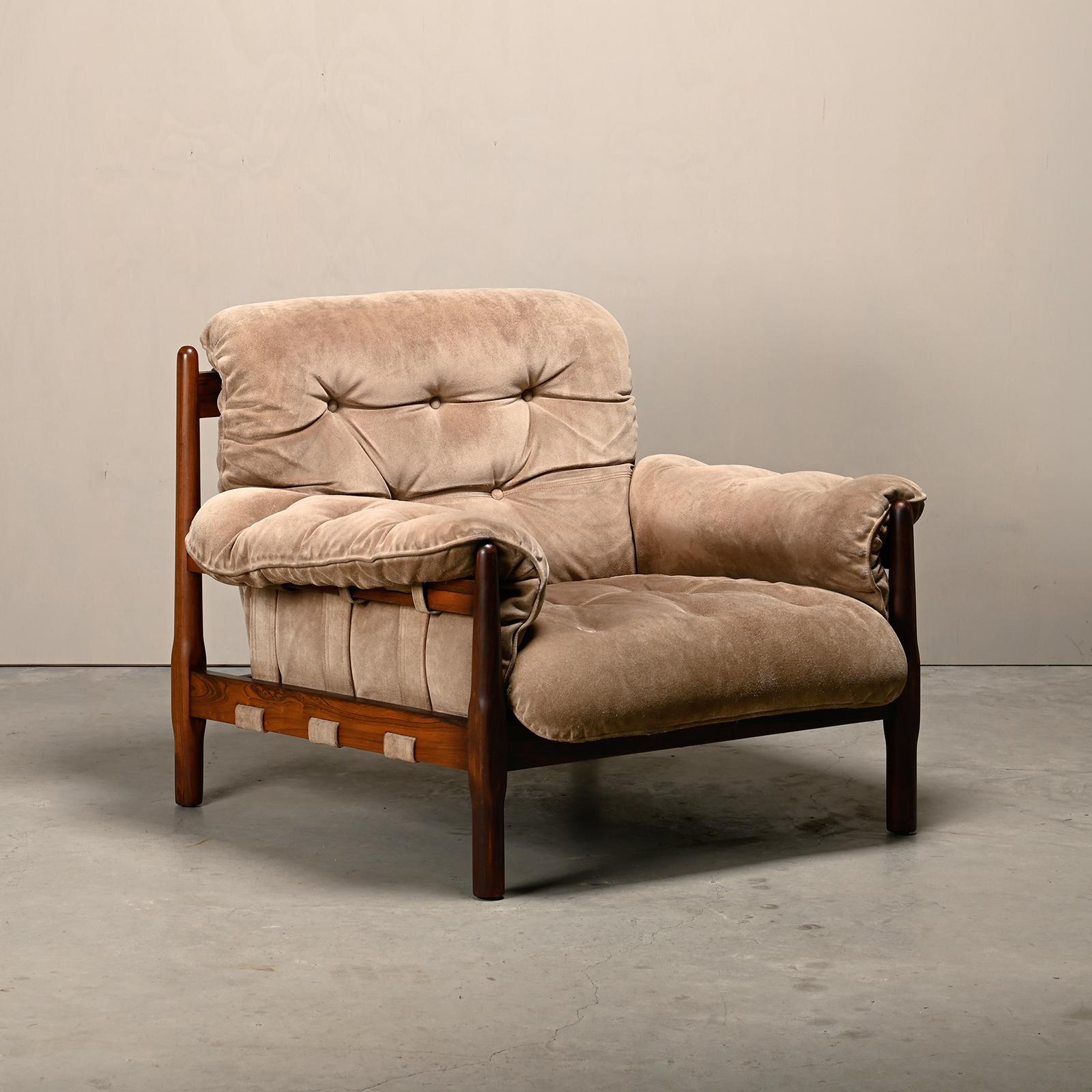 Loungesessel in der Art von Percival Lafer und Jean Gillon, Palisander und Wildleder im Angebot 2