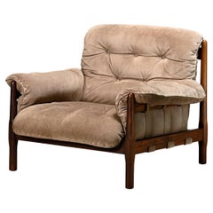 Loungesessel in der Art von Percival Lafer und Jean Gillon, Palisander und Wildleder