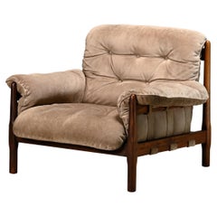 Loungesessel in der Art von Percival Lafer und Jean Gillon, Palisander und Wildleder