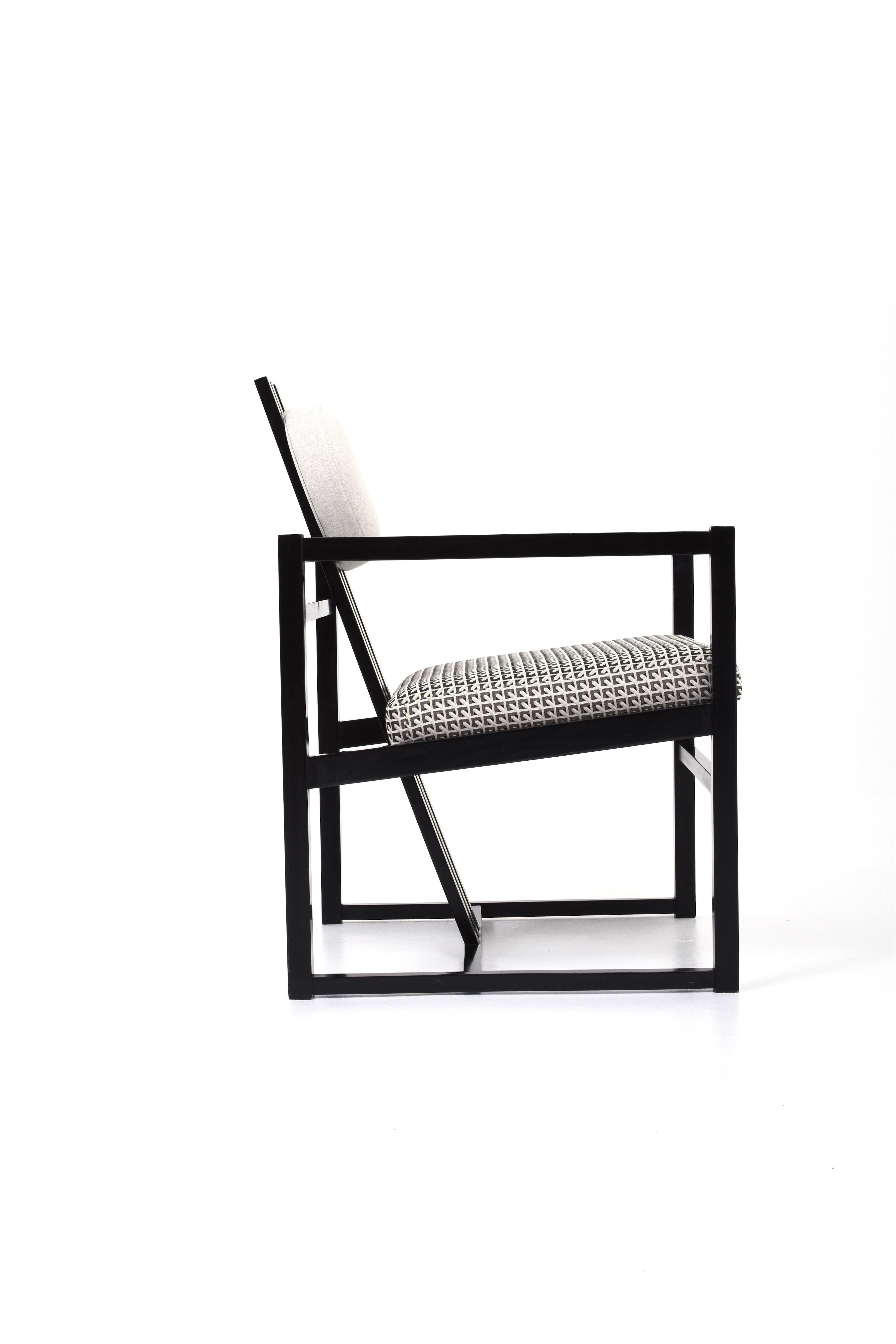 Fabric Lounge Chair in the style of Gerrit Rietveld and Charles Rennie Mackintosh For Sale