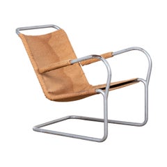 Lounge Chair in Tube Steel and Burlap by Bas Van Pelt, Netherlands