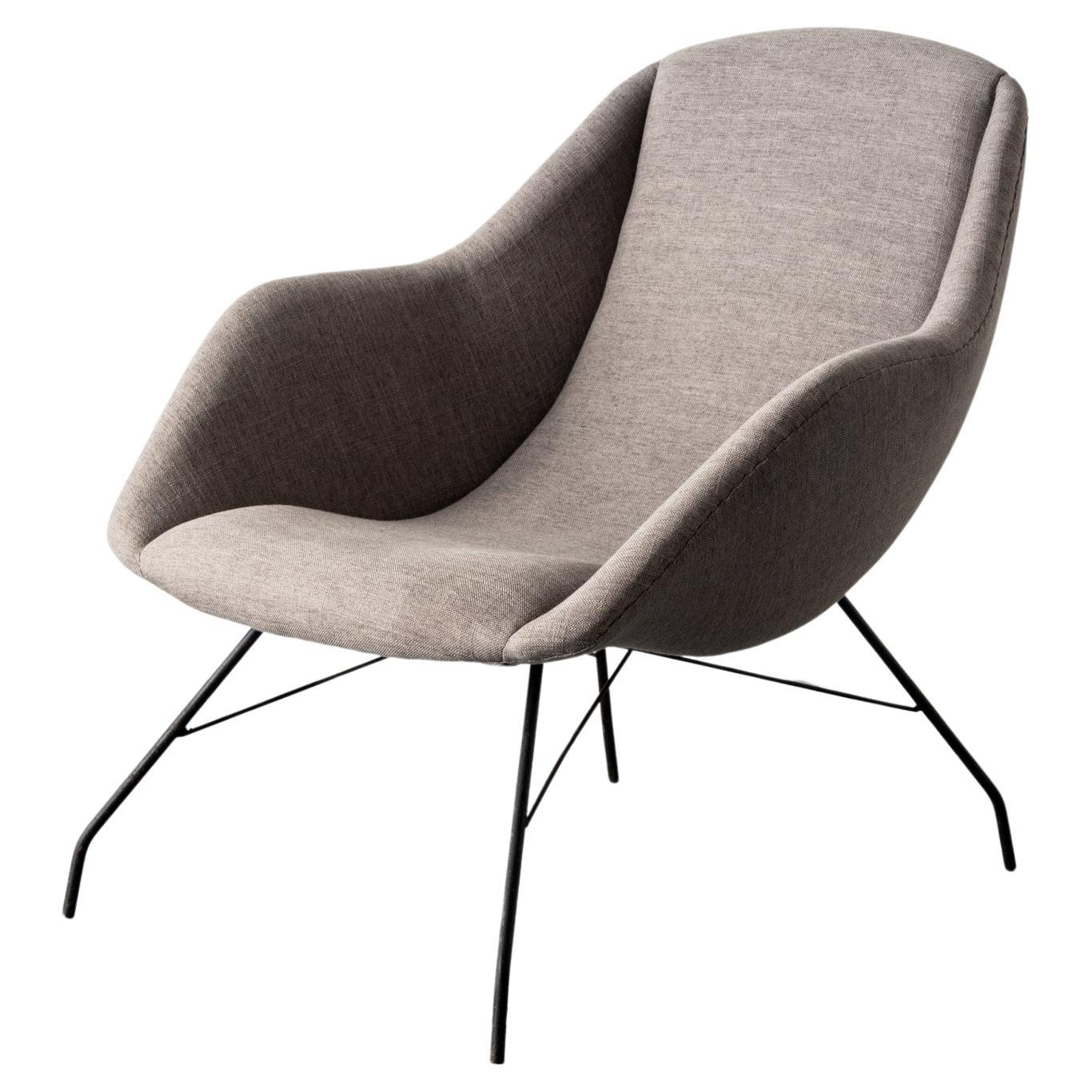 Lounge Chair in Upholstery with Metal Frame by Carlo Hauner