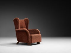 Lounge-Sessel aus Walnussholz und Stoff, 1950er Jahre