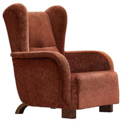 Lounge-Sessel aus Walnussholz und Stoff, 1950er Jahre