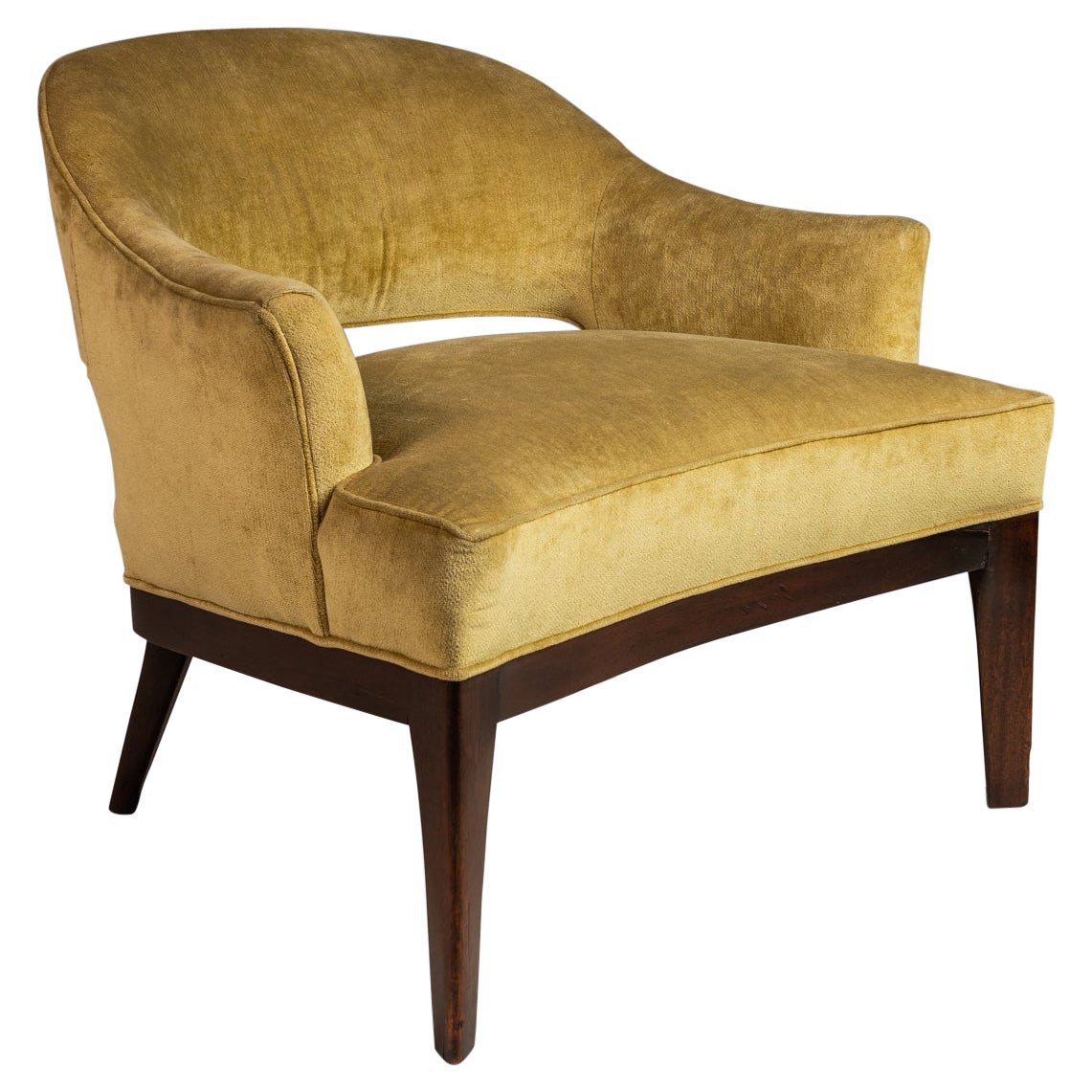 Lounge Chair in Walnut & Original Fabric After Harvey Probber, Usa, C. 1970's For Sale