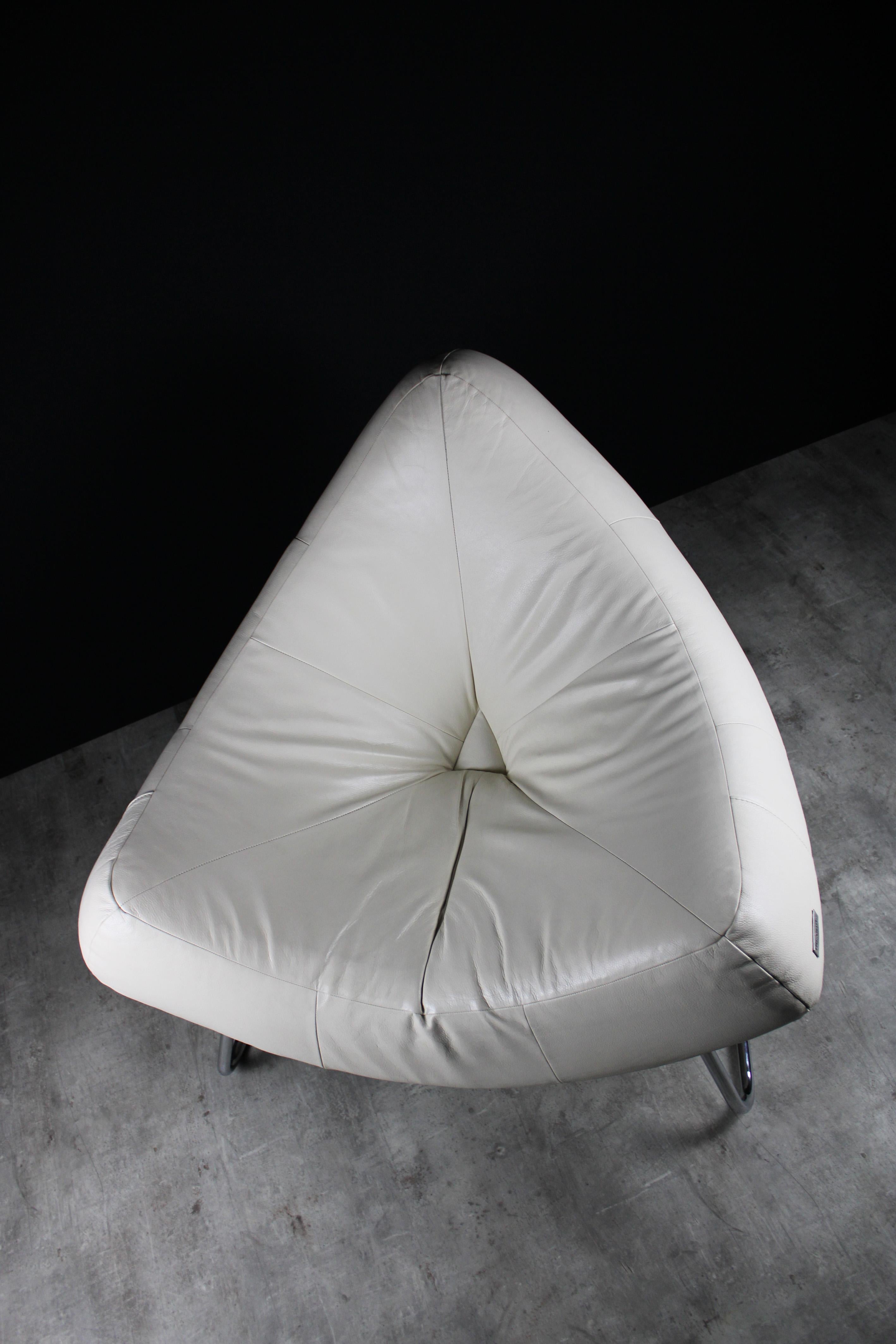 Lounge Chair Incanto Vanilla Leather Post Modern 1990's Italy For Sale 5